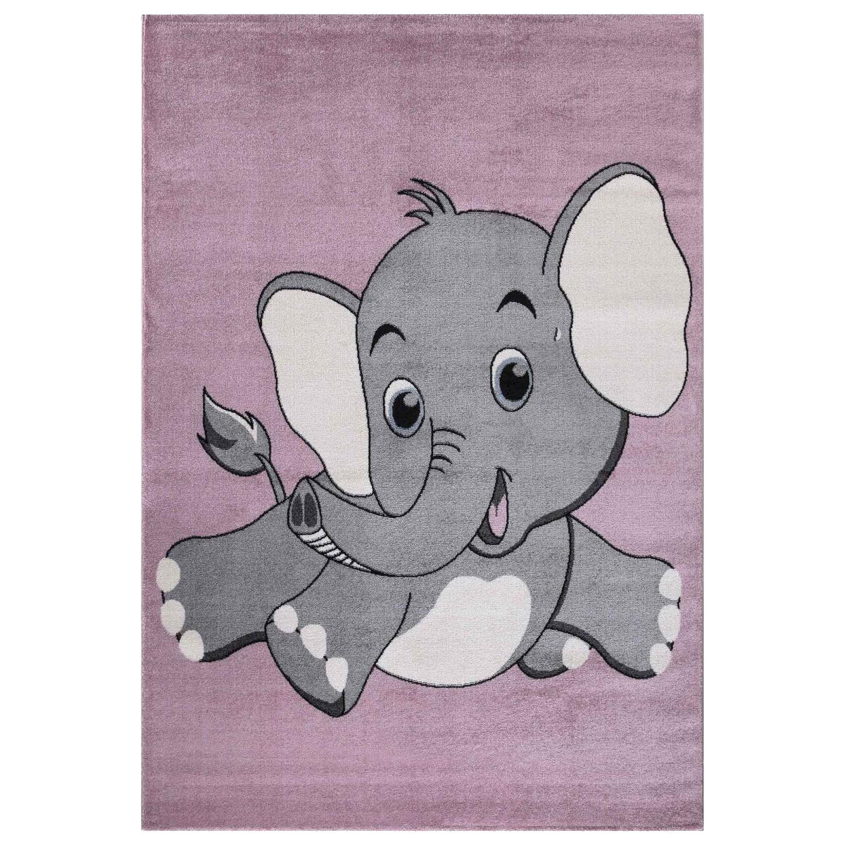 Tapis enfant tissé CANFIL gris, créme, rose, UN AMOUR DE TAPIS