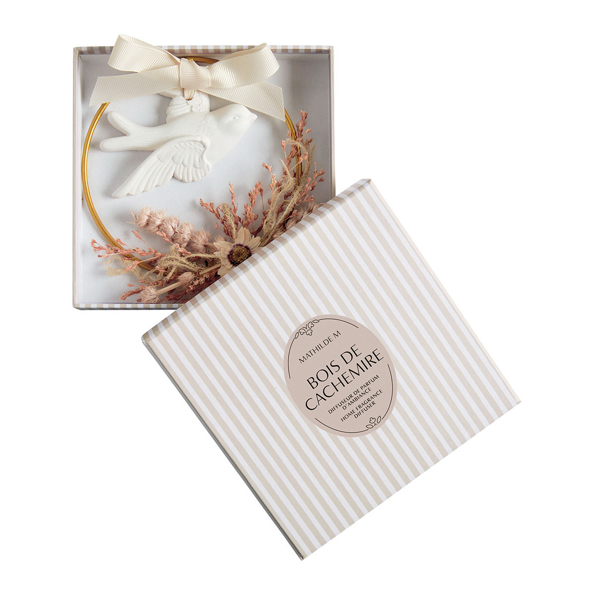 Couronne florale Colombe parfumée - BOIS DE CACHEMIRE blanc, MATHILDE M