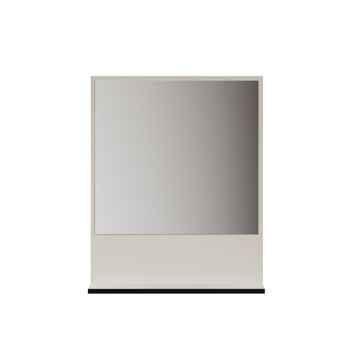 Miroir mural avec 1 tablette L60 cm - PUREBLISS kashmir gris perle et noir mat, CALICOSY