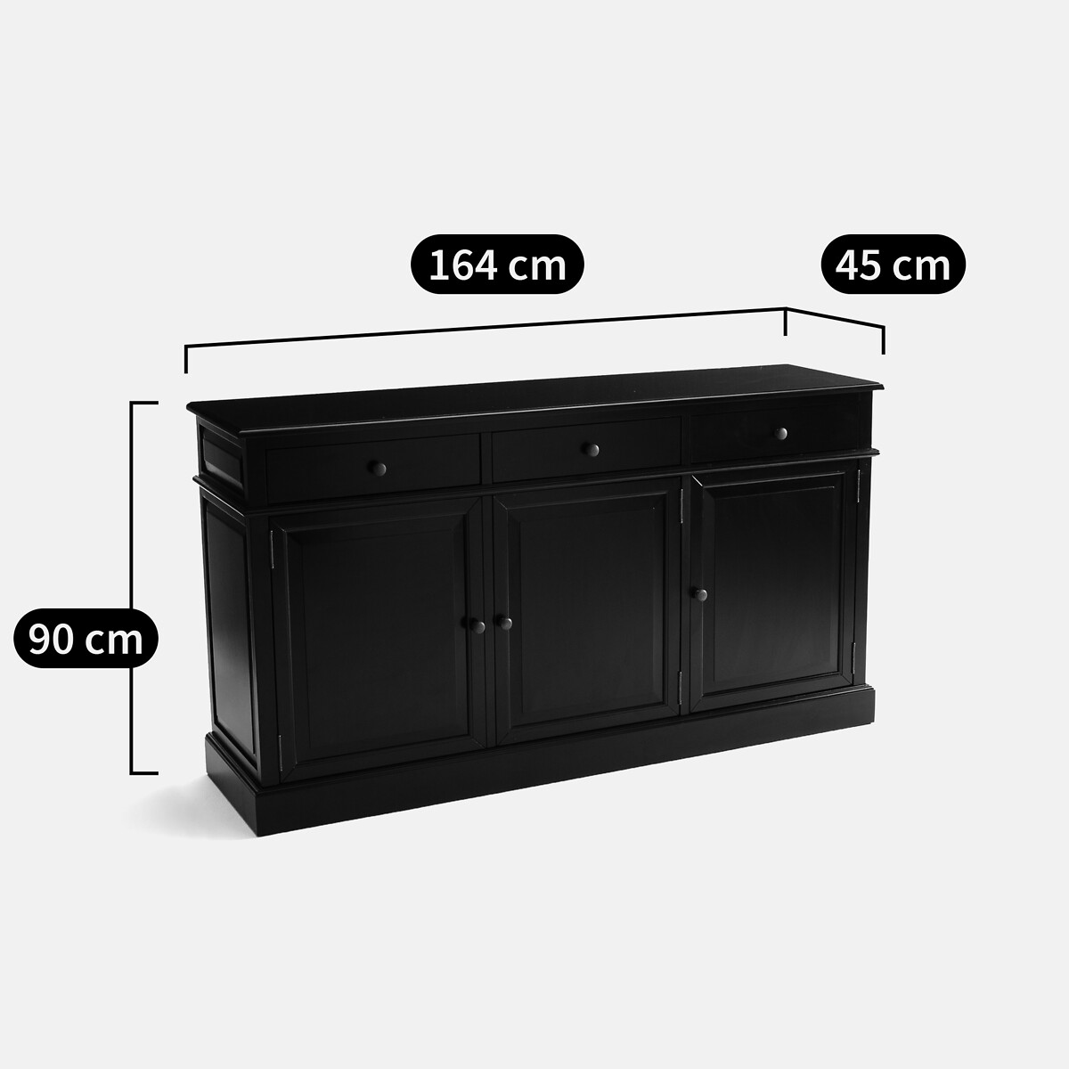 Vaisselier 3 portes, Lipstick (partie basse) noir, LA REDOUTE INTERIEURS