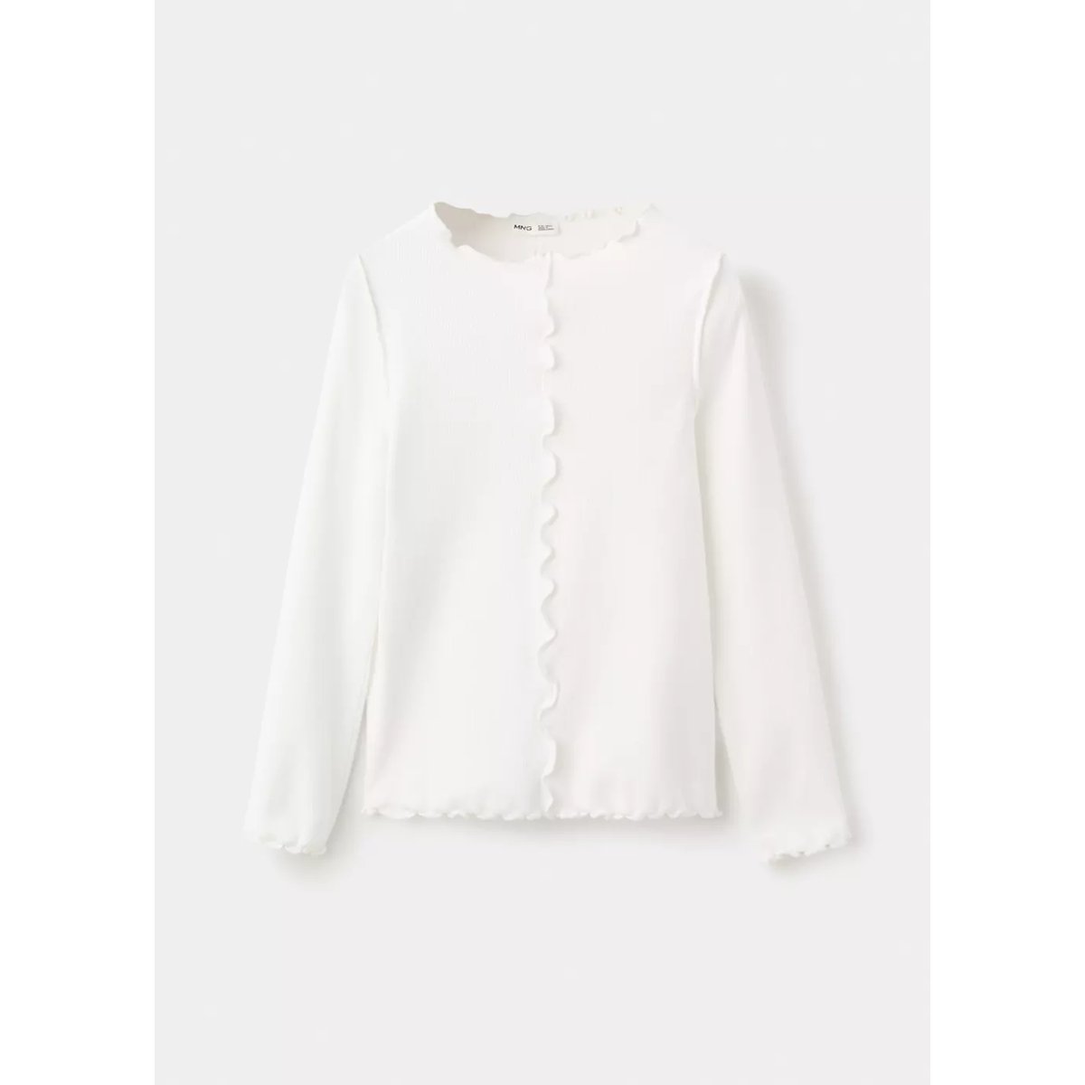 T-shirt coutures ondulées blanc cassé, MANGO KIDS