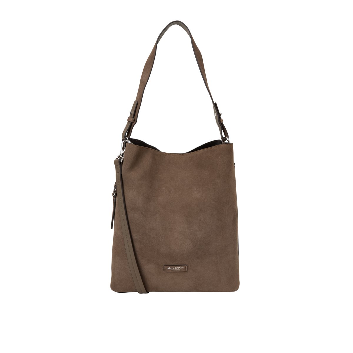 Sac Hobo modèle Brinja, taille moyenne en cuir velours souple marron, MARC O'POLO