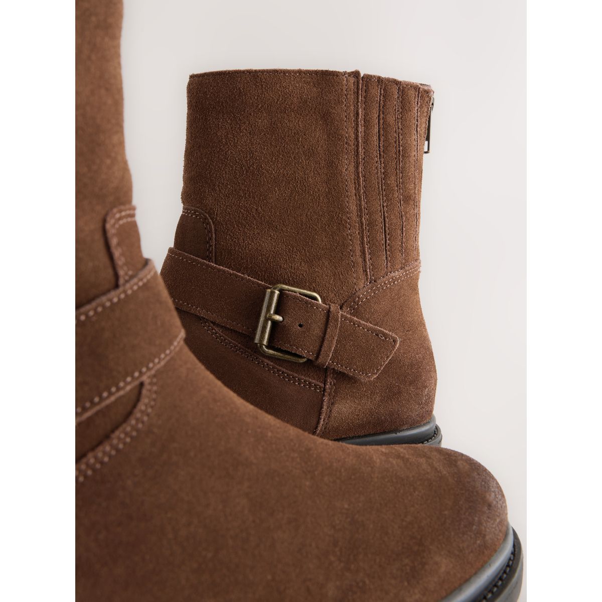 Bottines de motard forever comfort® daim brun chocolat, NEXT