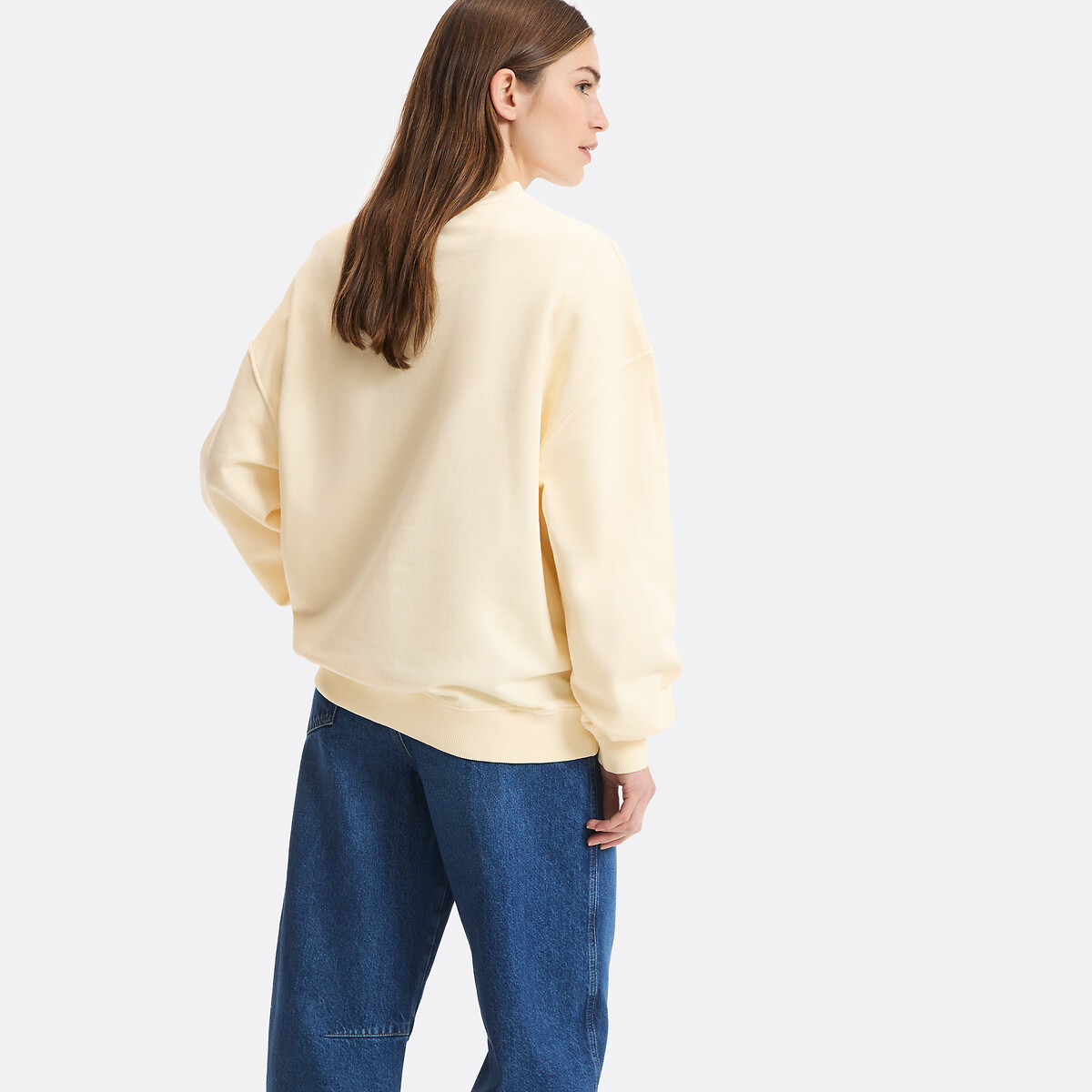 Felpa con messaggio, vestibilità ampia, collo rotondo beige, LA REDOUTE COLLECTIONS