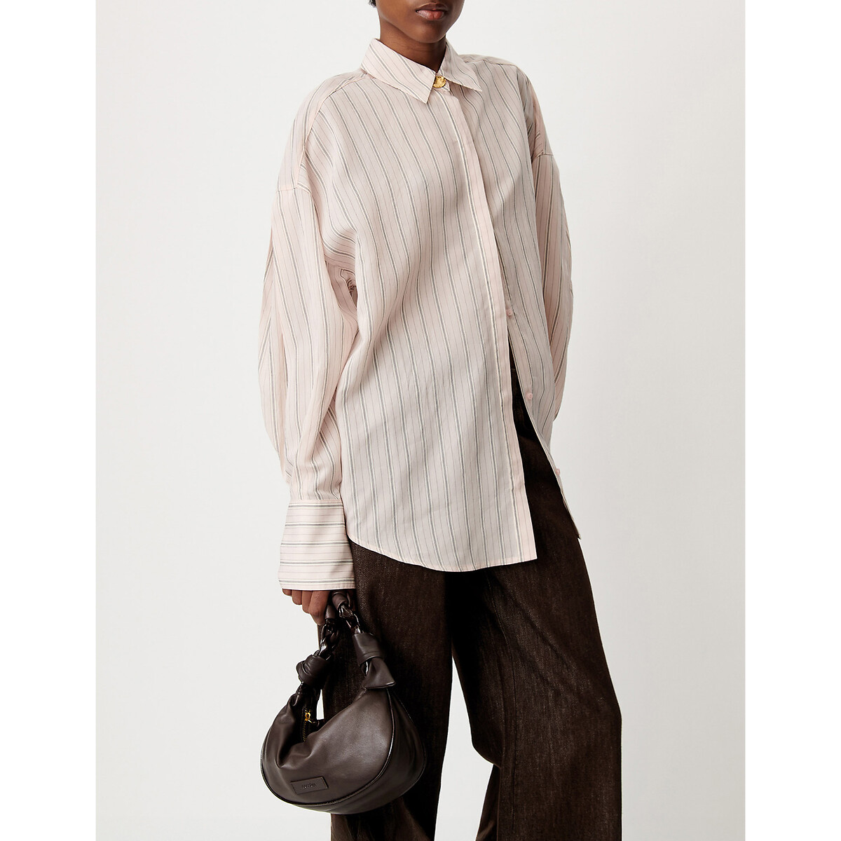Chemise rayée manches longues, MABEL rose pale, SESSUN