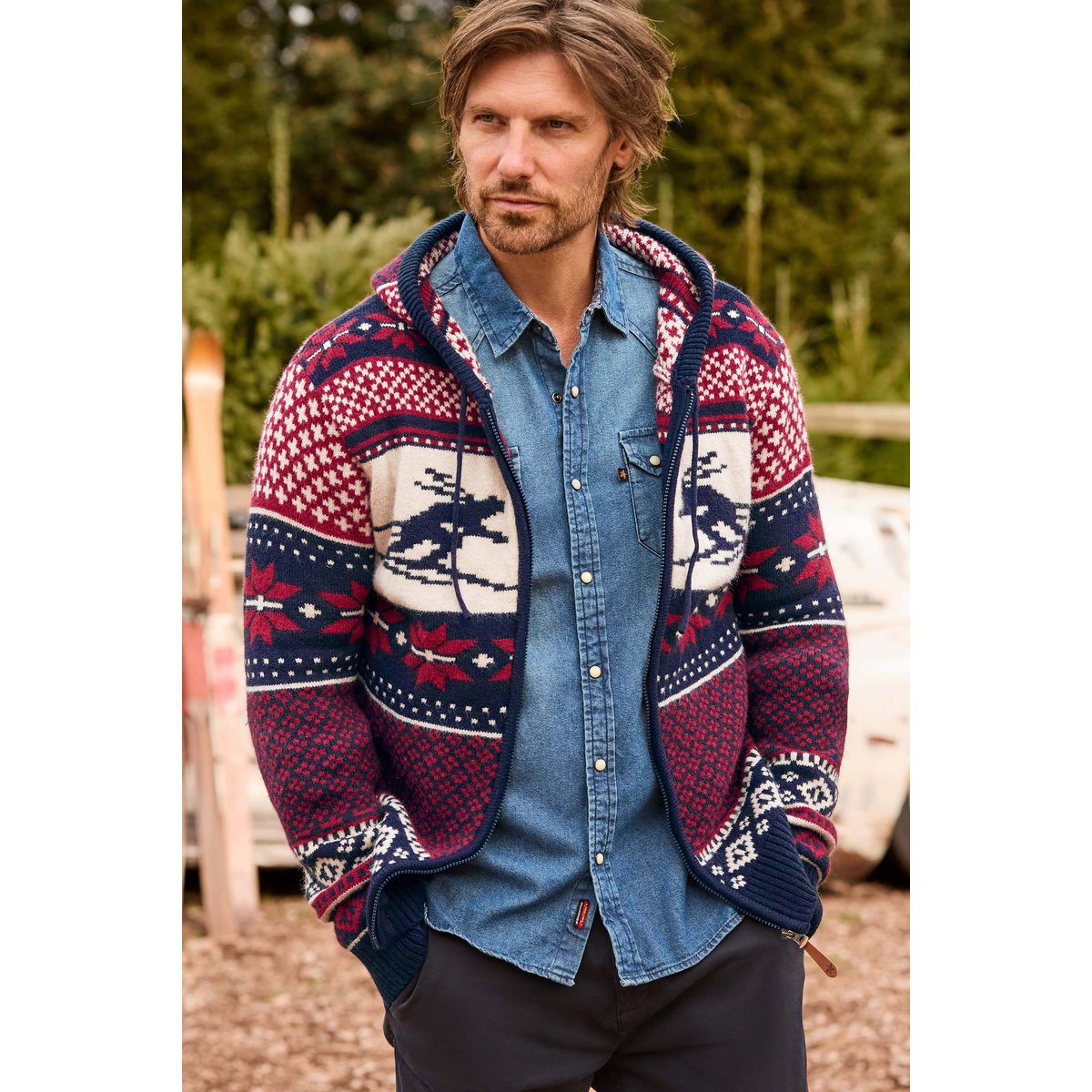 Cardigan à Capuche Festif bleu, JOE BROWNS