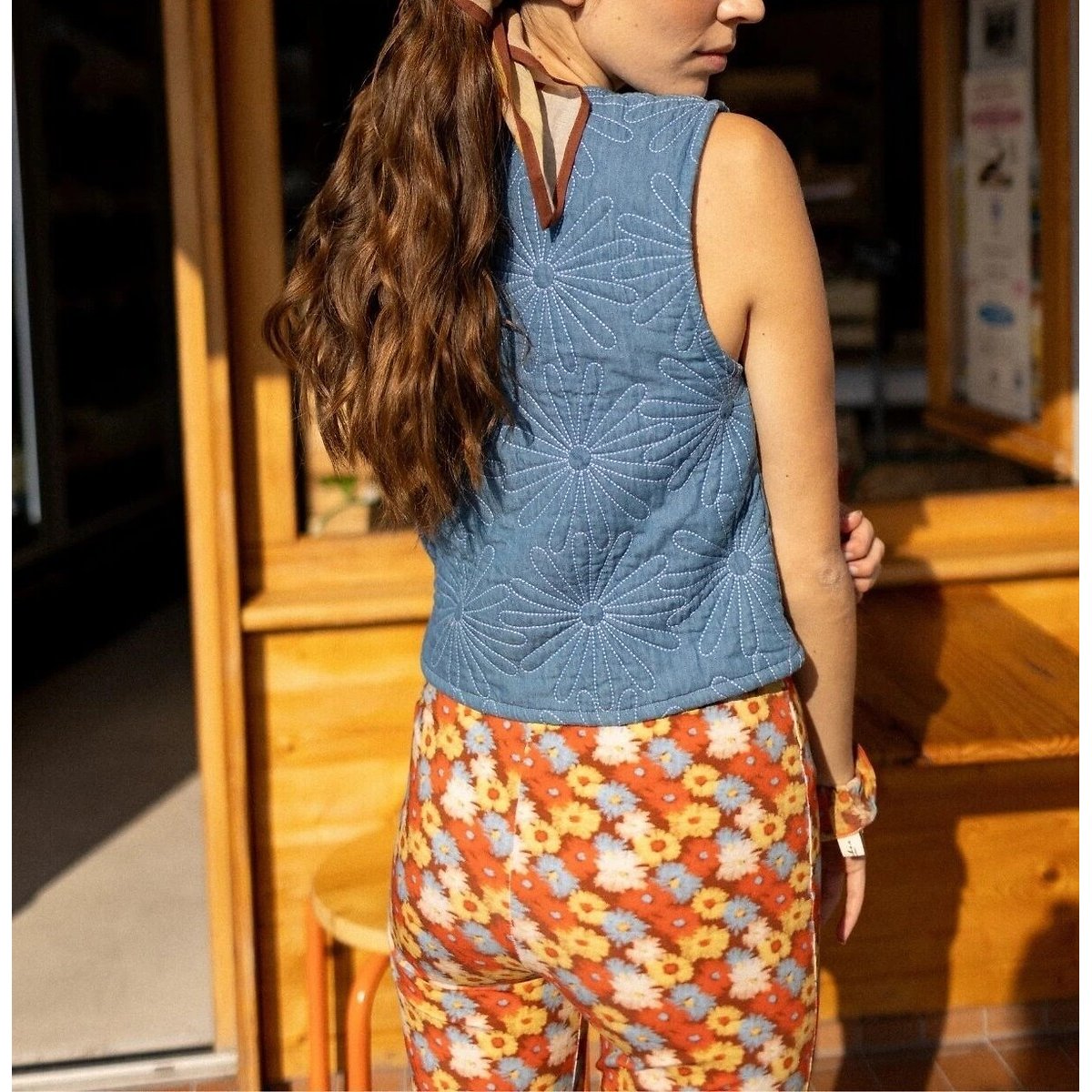 Amavas Sleeveless Quilted Top blue, APACHES COLLECTIONS