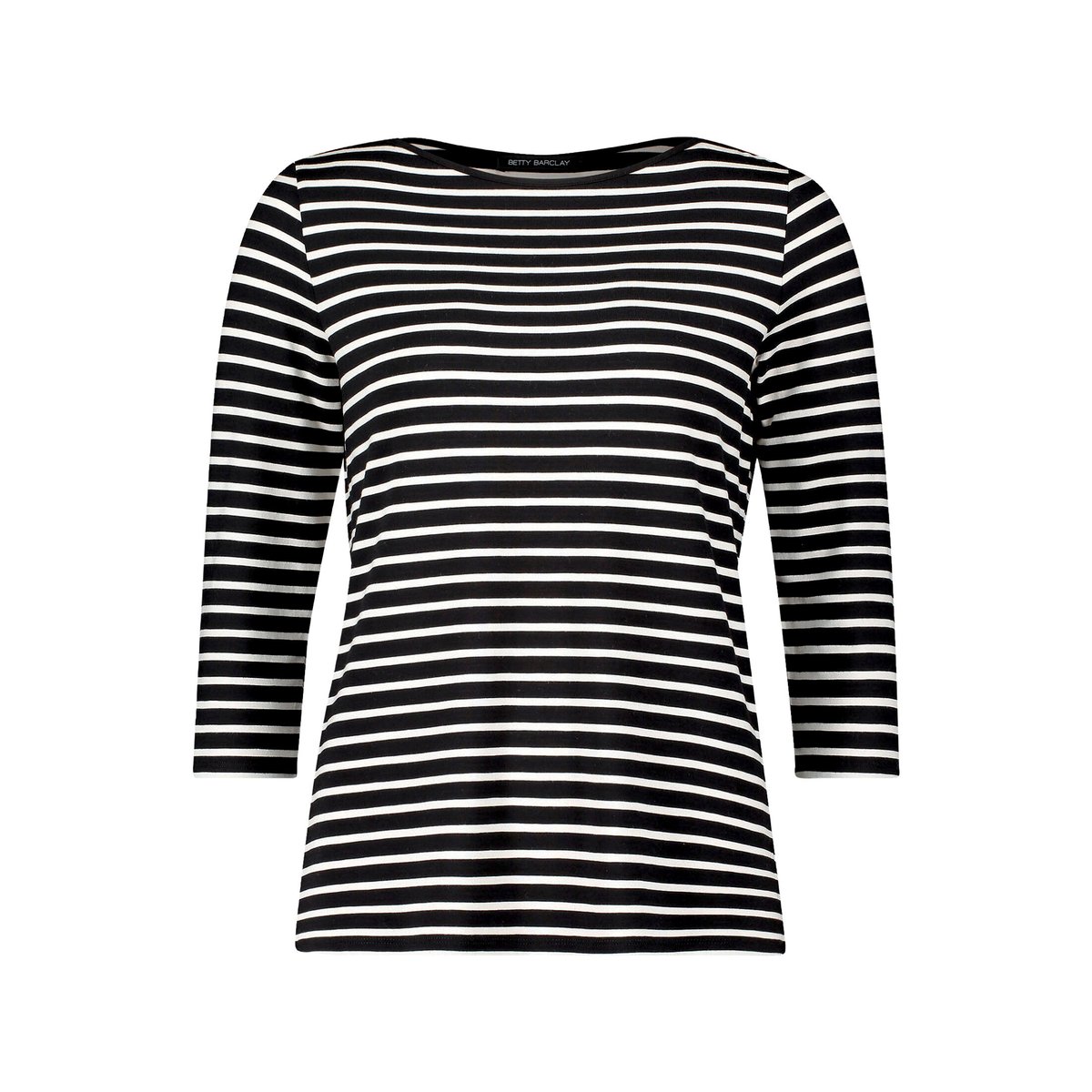 T-shirt à rainures à encolure bateau noir/beige, BETTY BARCLAY