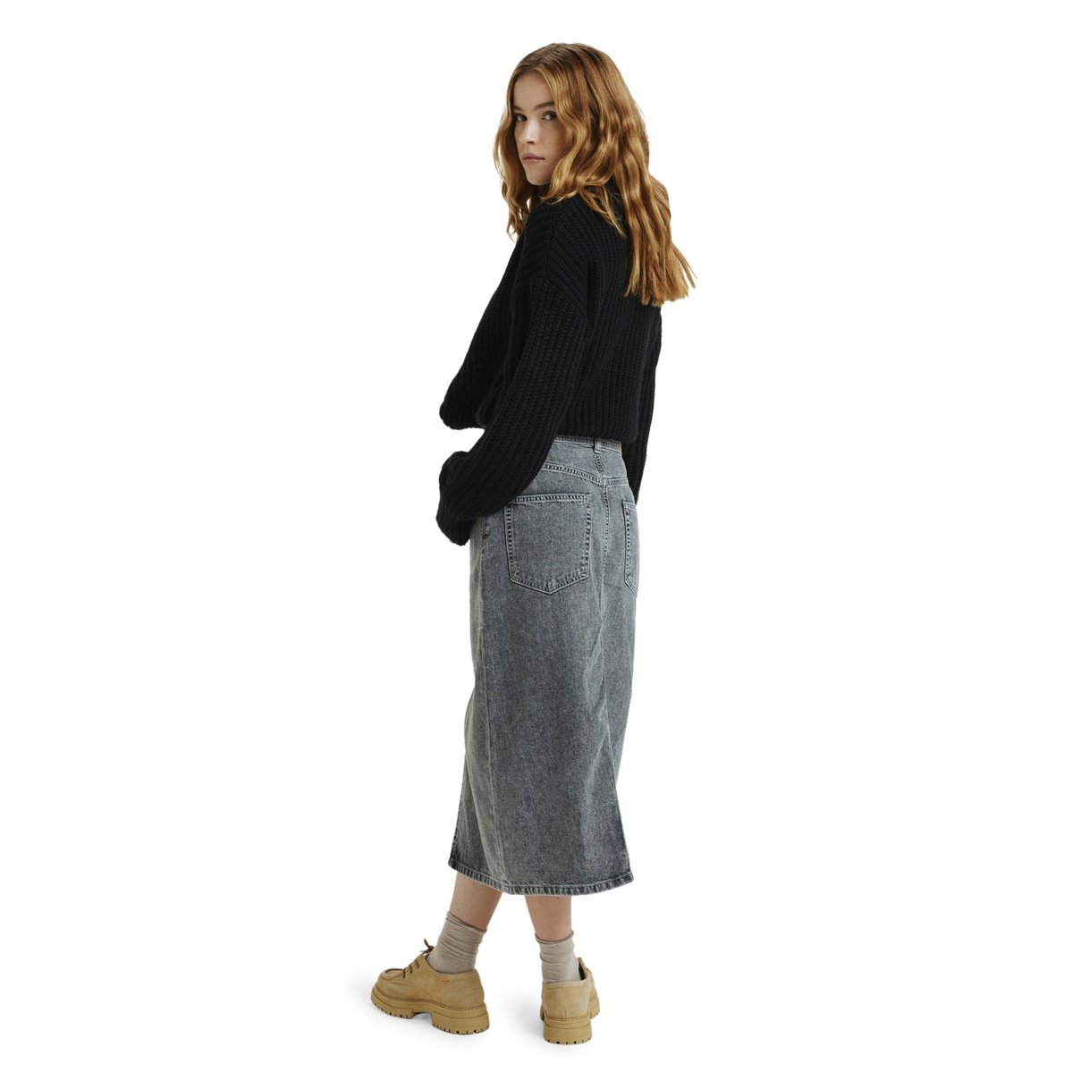 Jupe en jean de longueur midi COLD WINDS. gris mid grey, ROXY