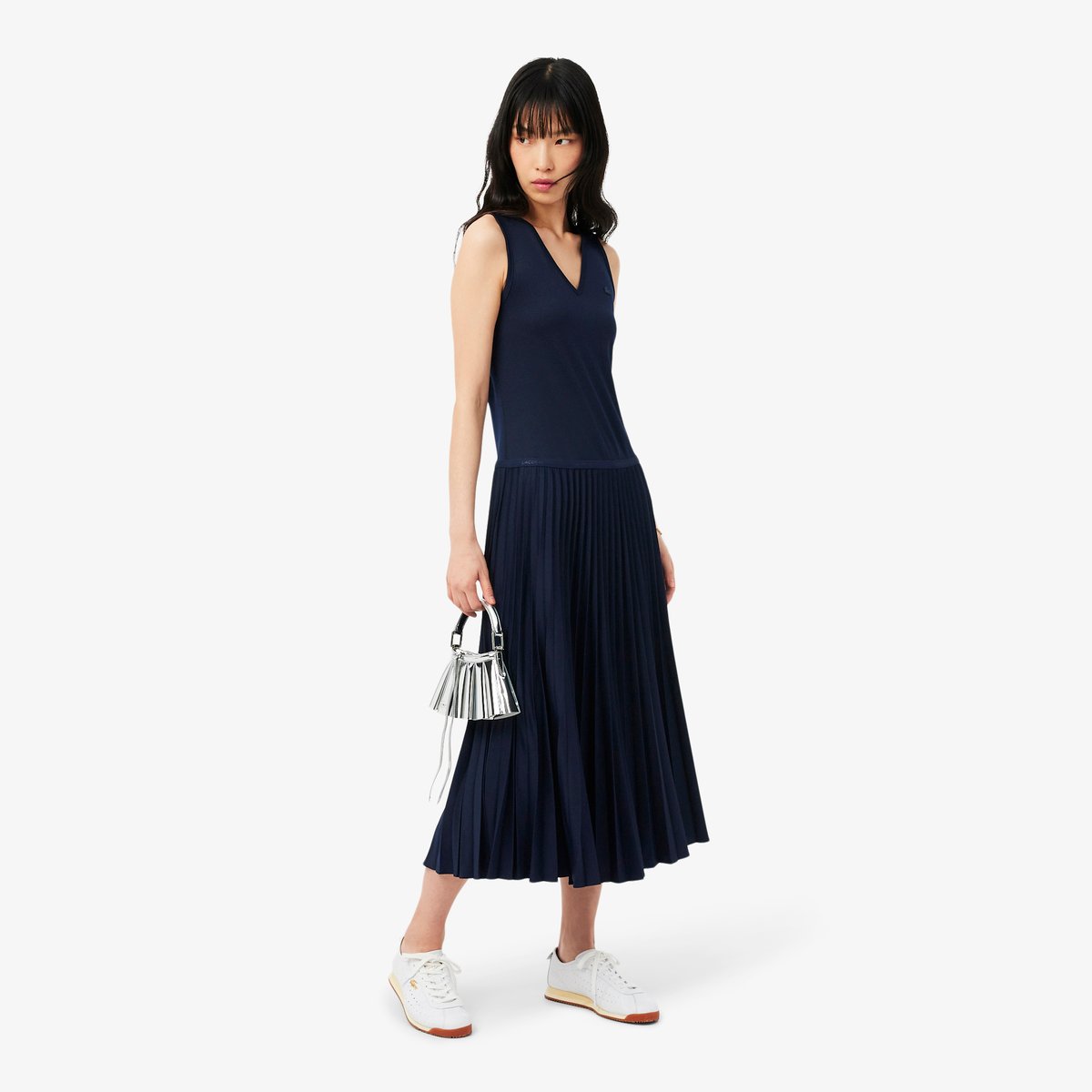 Robe longue plissée sans manches bleu-166, LACOSTE