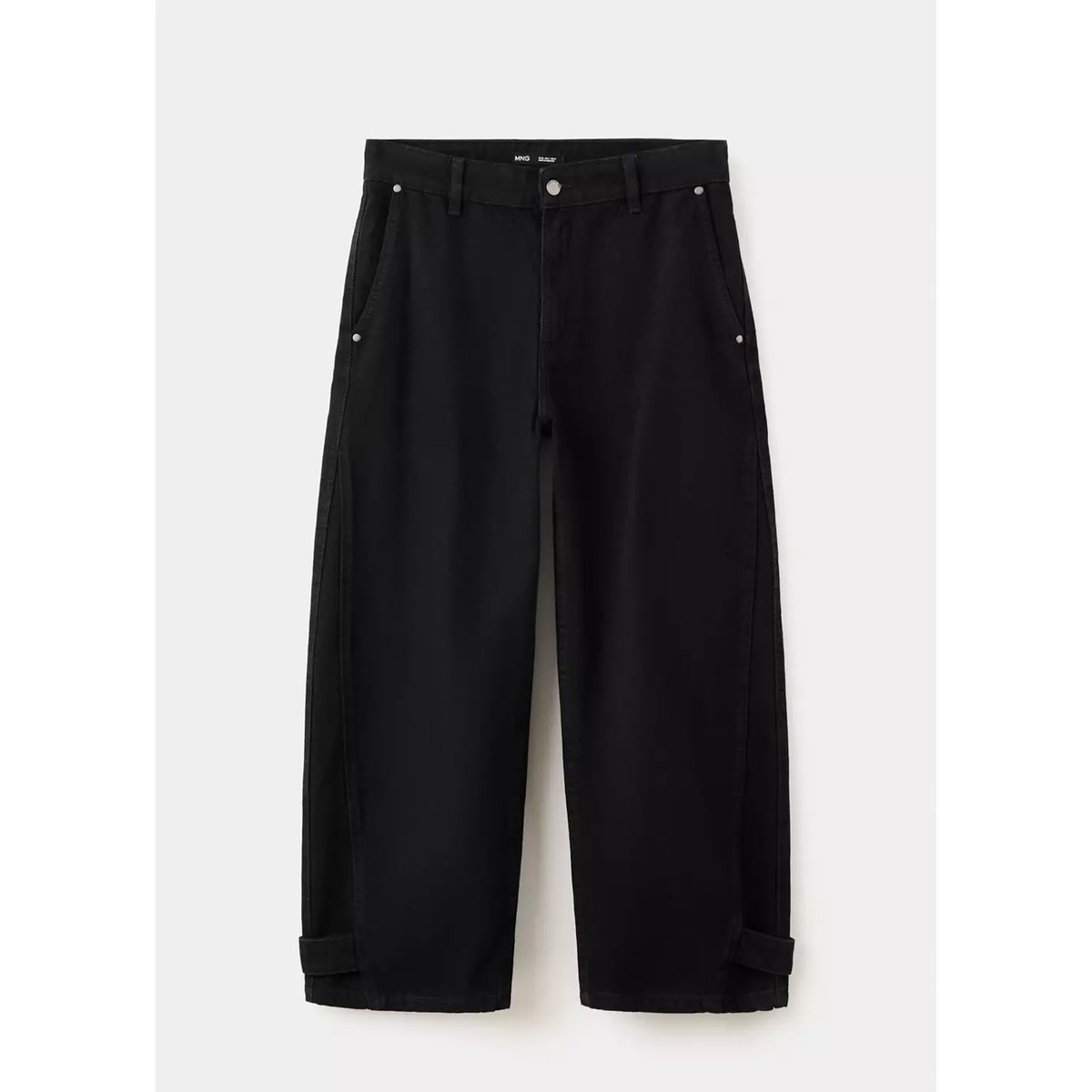 Jean balloon taille normale black denim, MANGO