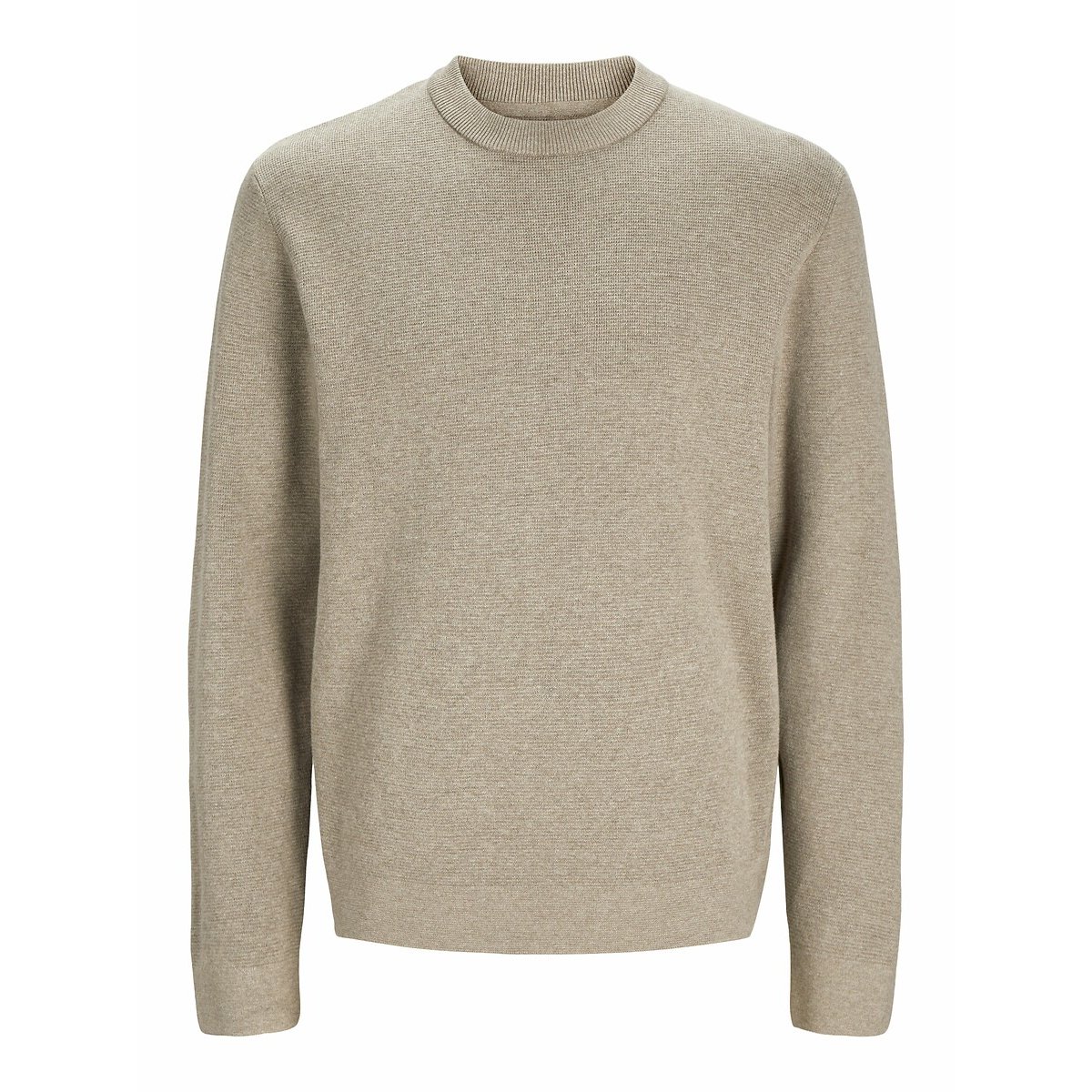 Pull girocollo in maglia beige, JACK & JONES