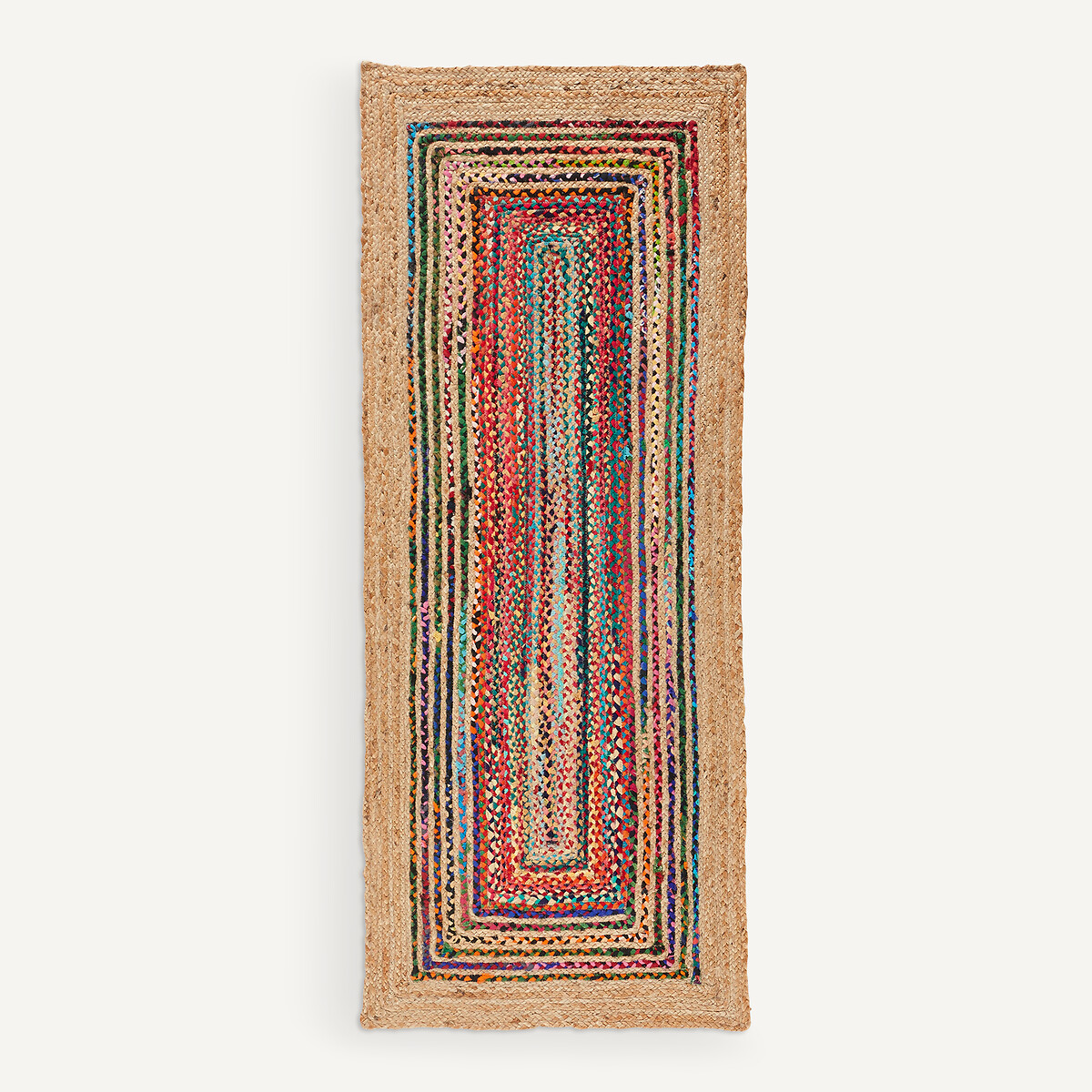 Tapis de couloir, fait main, en jute et coton recyclé, JACO multicolore, AM.PM
