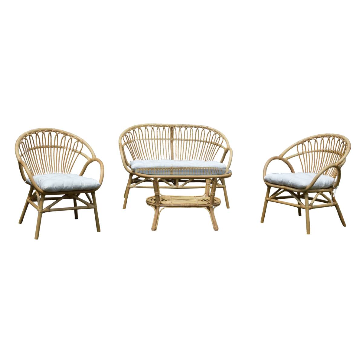 Salon de jardin en rotin et verre RATTAN bois foncé, MADE IN MEUBLES