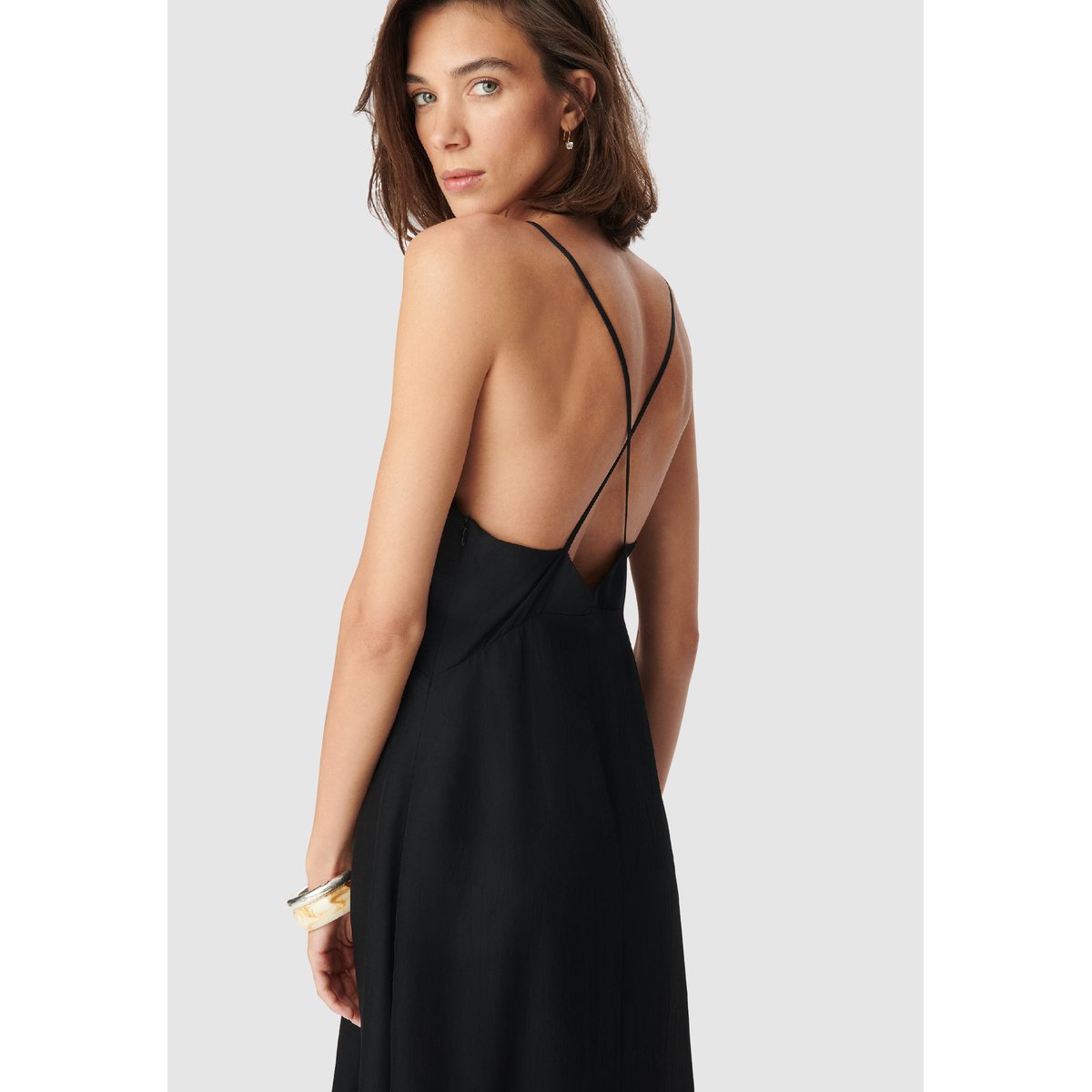 Robe longue fines bretelles noir, IKKS