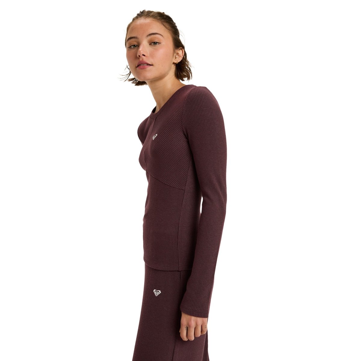 Top de sport à manches longues RISE & VIBE NEW RIB. rouge huckleberry, ROXY