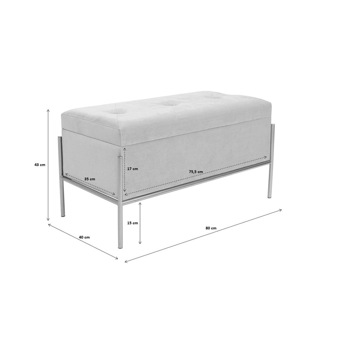 Banc-coffre, ICELAND noir et blanc, KARE DESIGN