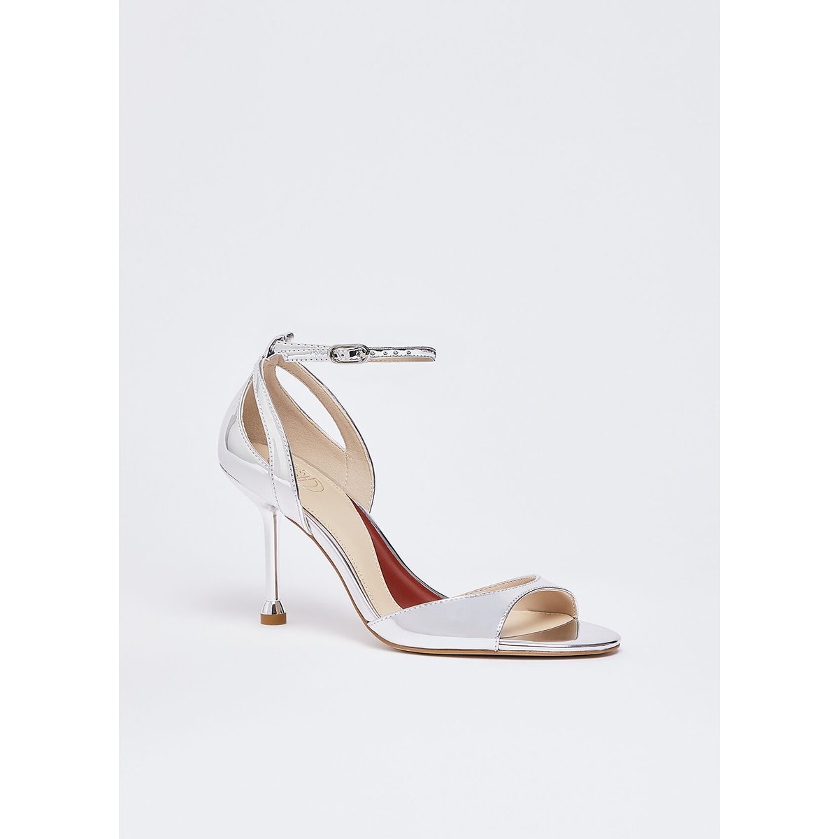 Sandales en cuir verni avec talon argent, LIU JO
