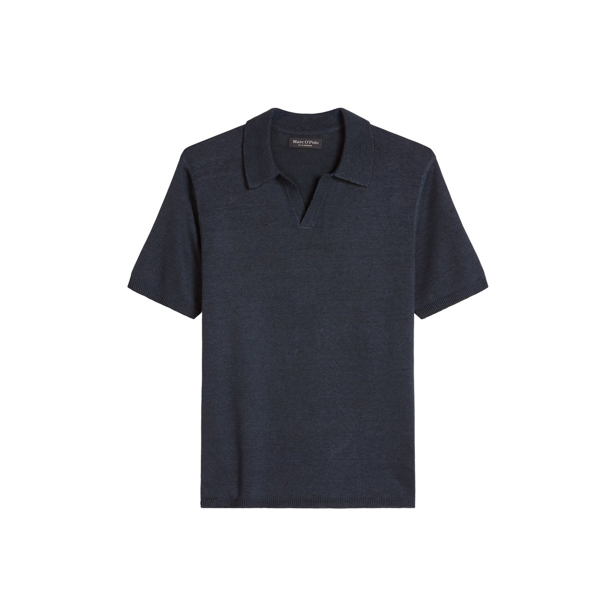Pull à manches courtes regular en coton bio et en lin bleu foncé, MARC O'POLO