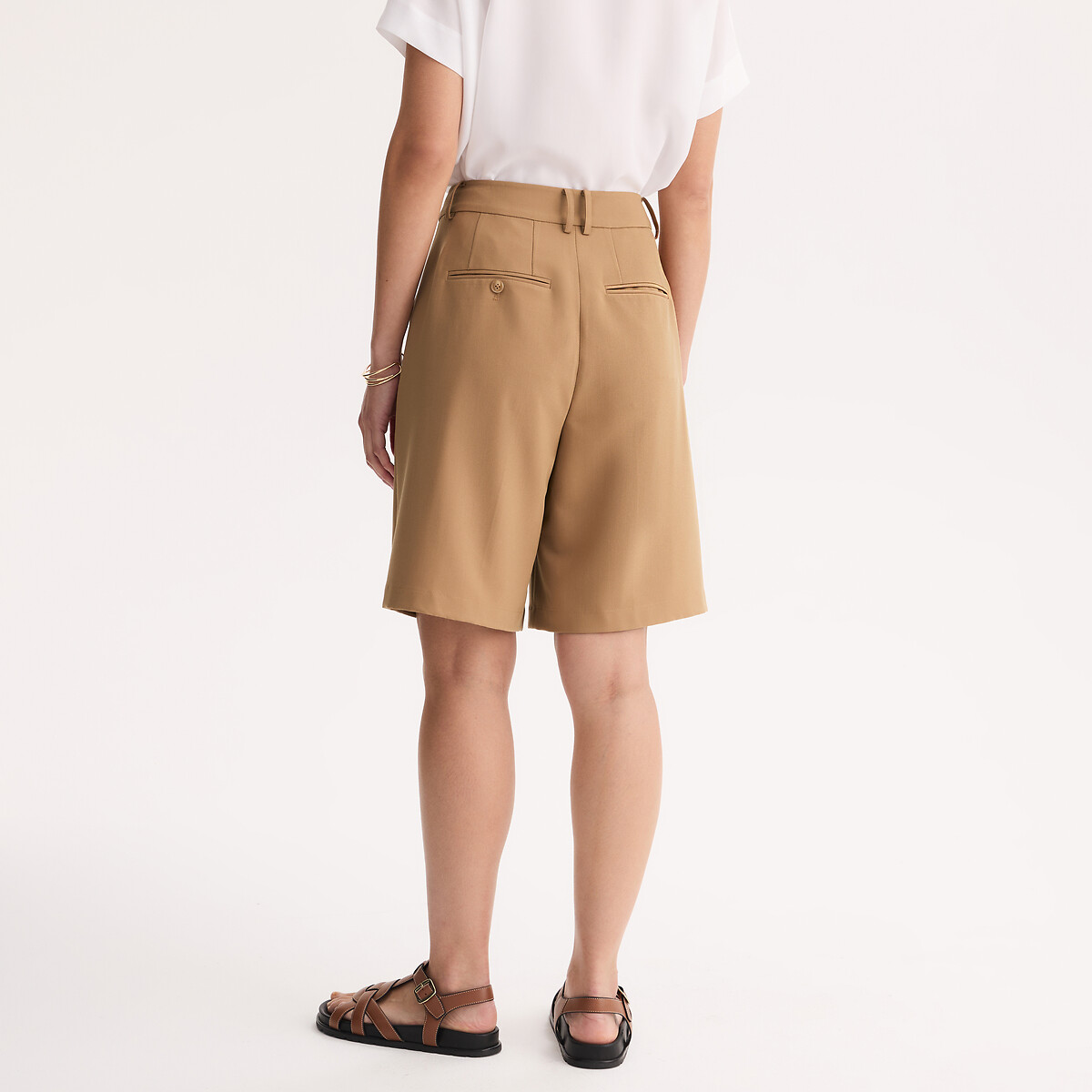 High Waist Bermuda Shorts beige, ANNE WEYBURN