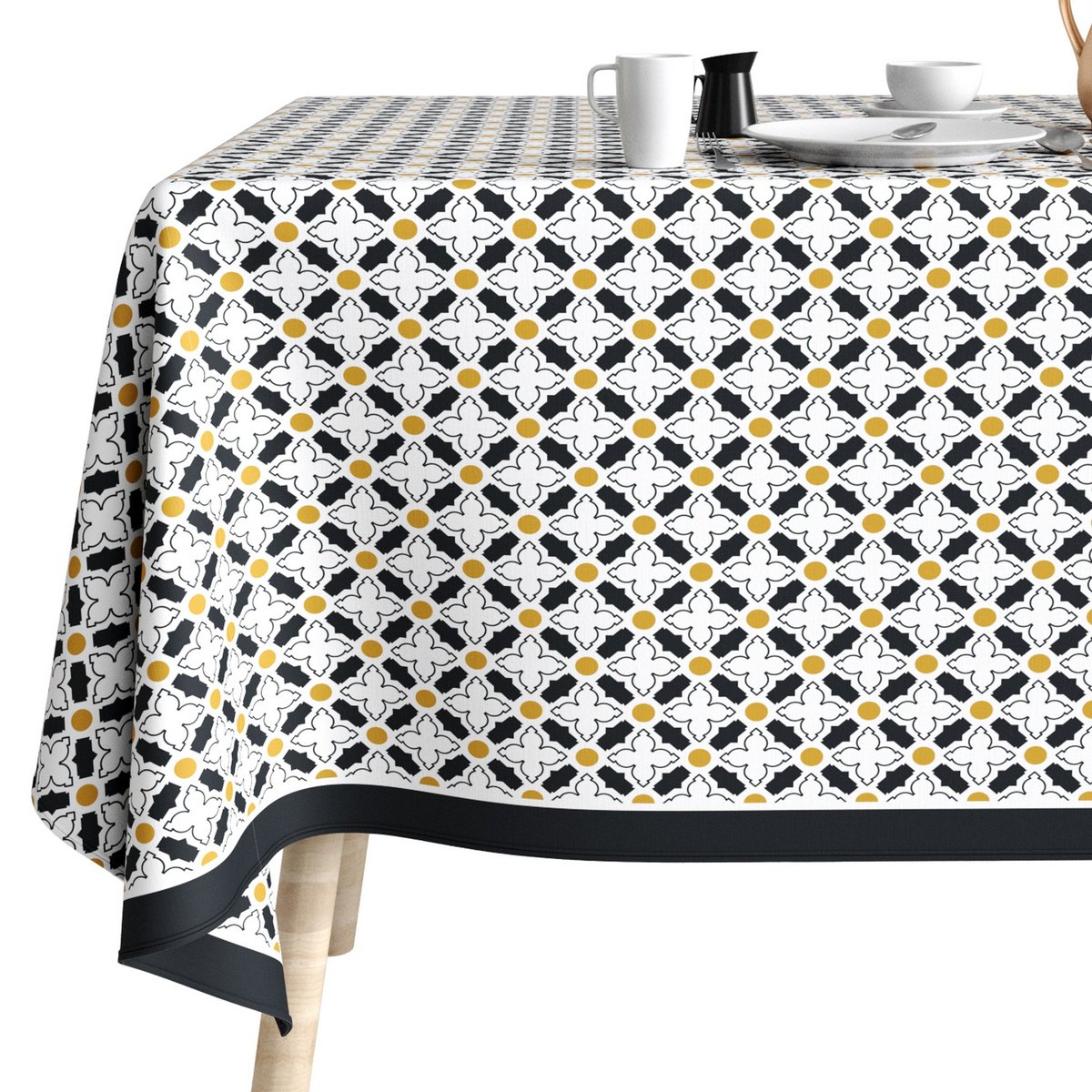 Nappe rectangulaire anti tache Coton Porta jaune, EDEN