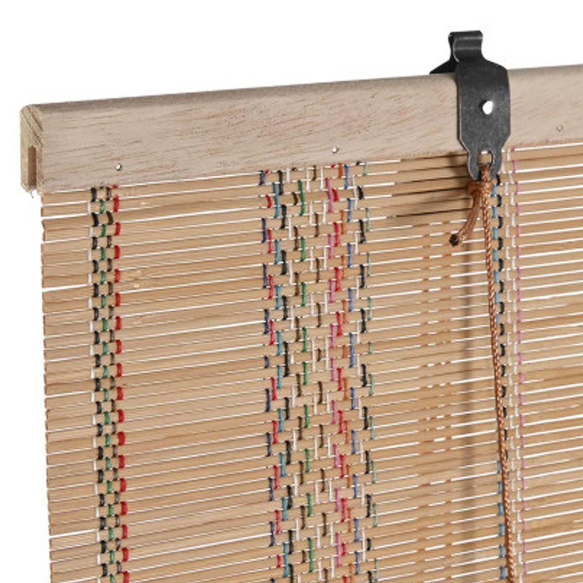 Store enrouleur intérieur en bambou et fils multicolores 90x2x175cm bois, WADIGA