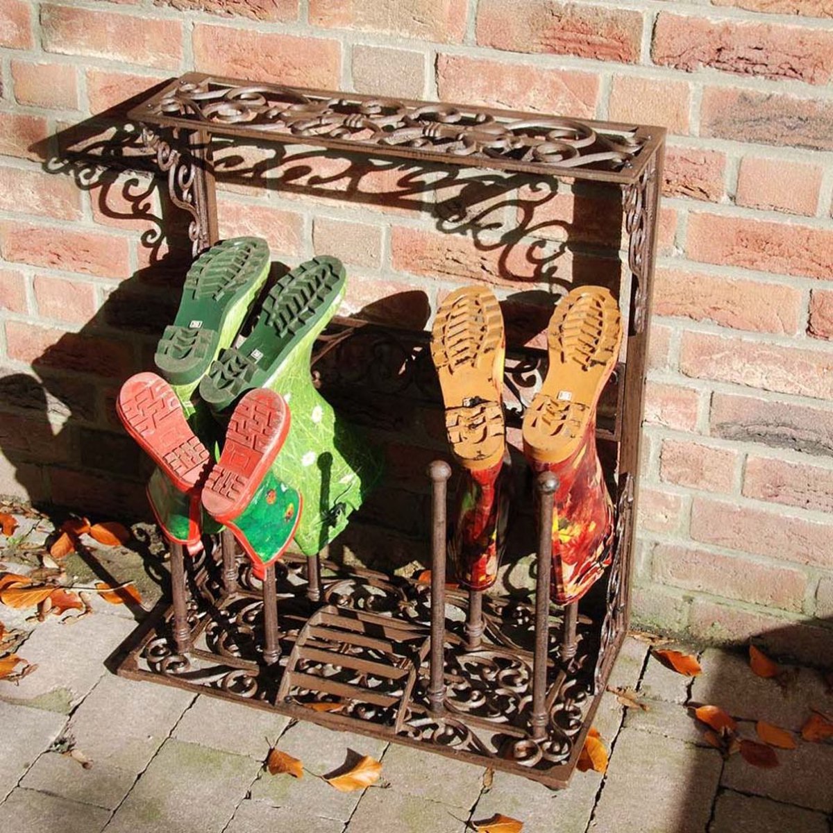 Porte bottes de jardin en fonte 4 paires with_storage, BEST FOR BOOTS