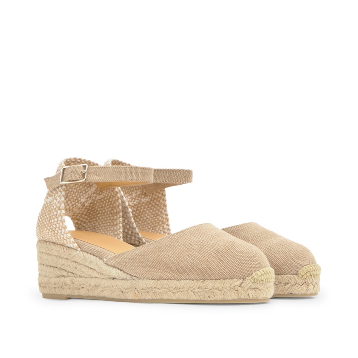 Espadrilles compensées à bride cheville et talon tressé CAROL PLATFORM sable, CASTANER