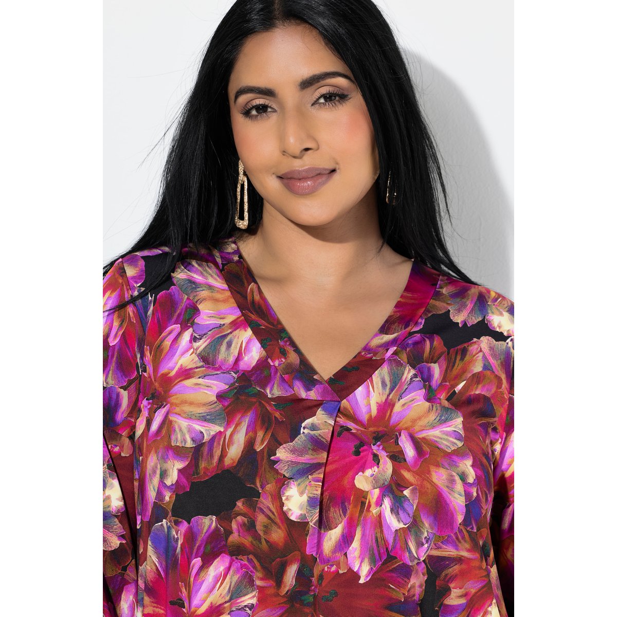 T-shirt au tombé fluide, motif à fleurs baie, ULLA POPKEN