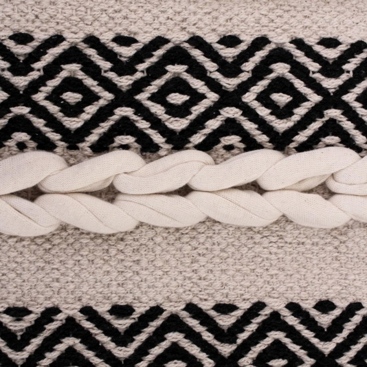 Tapis descente de lit en coton rayé 110x60cm blanc, ORNAMI