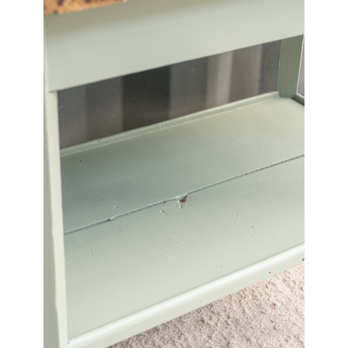 Table d'appoint en bois vert d'eau Francine N°1087 - Bon état bois foncé, DEBONGOUT