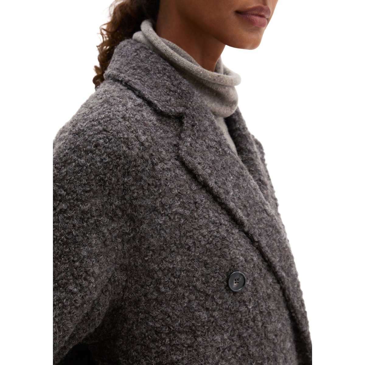 Manteau bouclé style décontracté en mélange de laine marron, MARC O'POLO