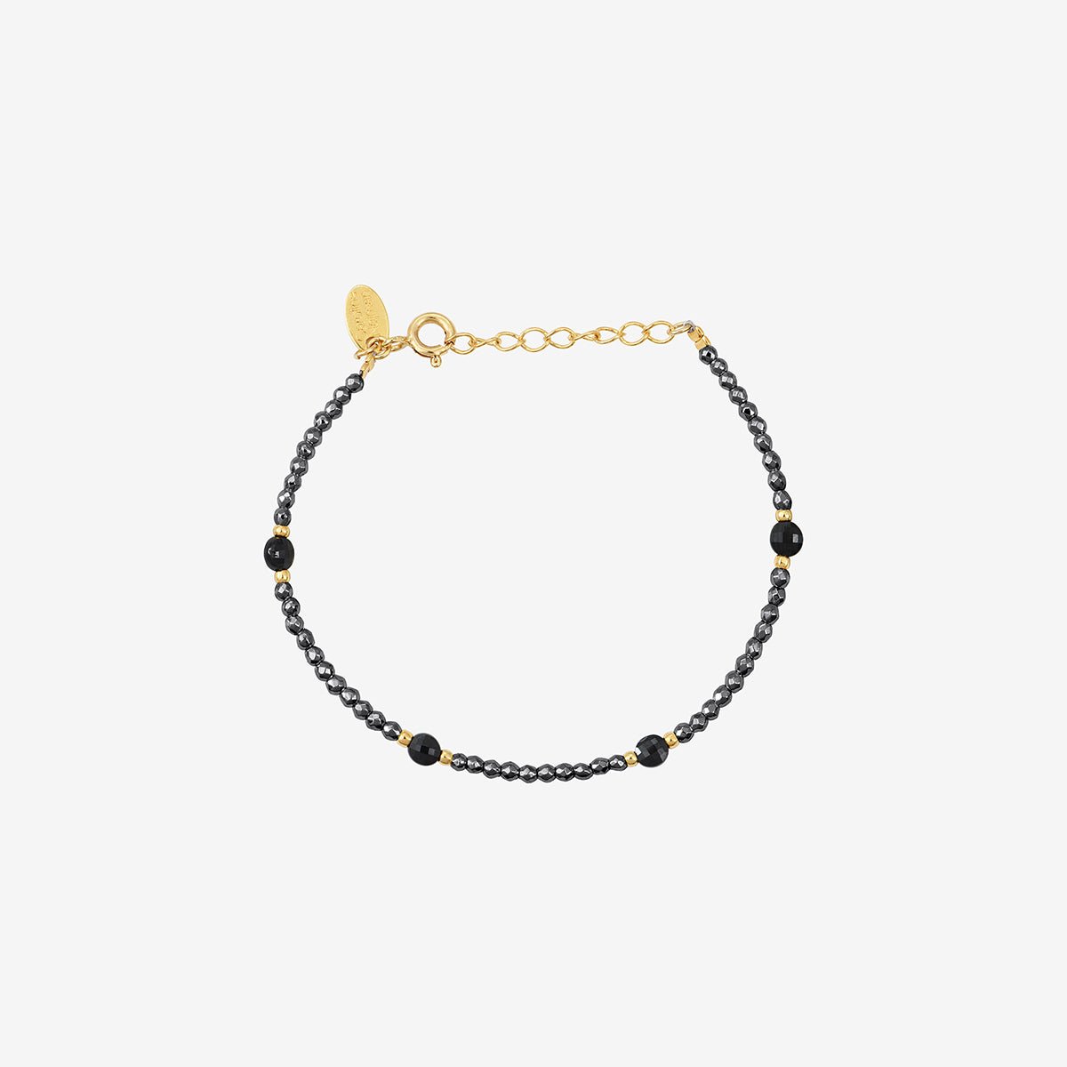 Bracelet indie amante hematite/onyx gris, CAROLINE NAJMAN