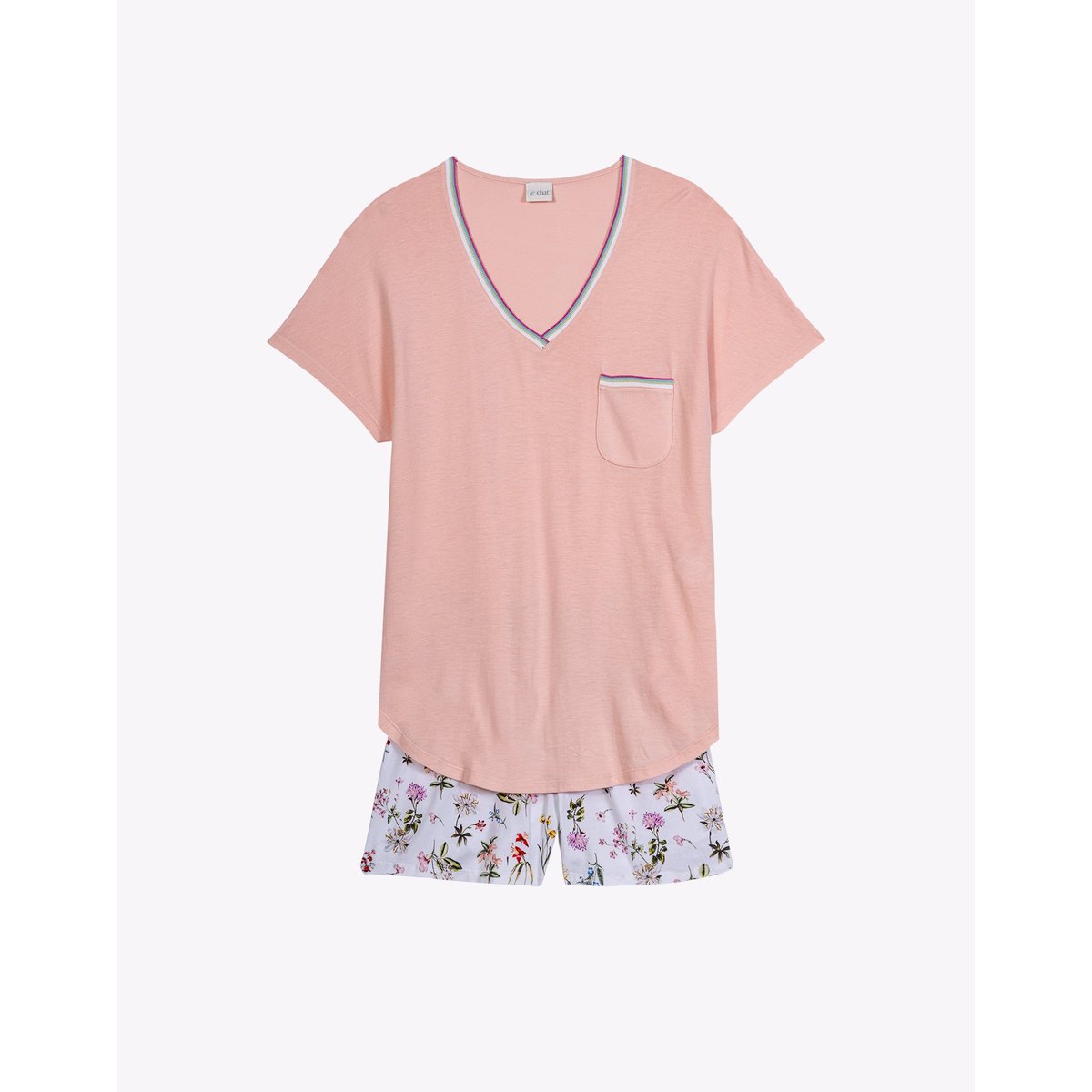 Pyjama short en coton BLOOM 900 rose, LE CHAT