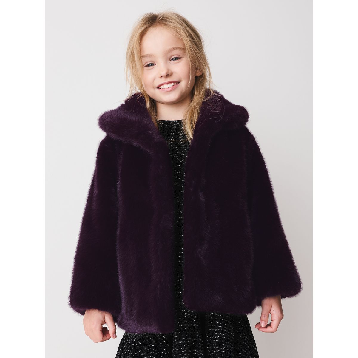 Manteau en imitation fourrure violet foncé, NEXT