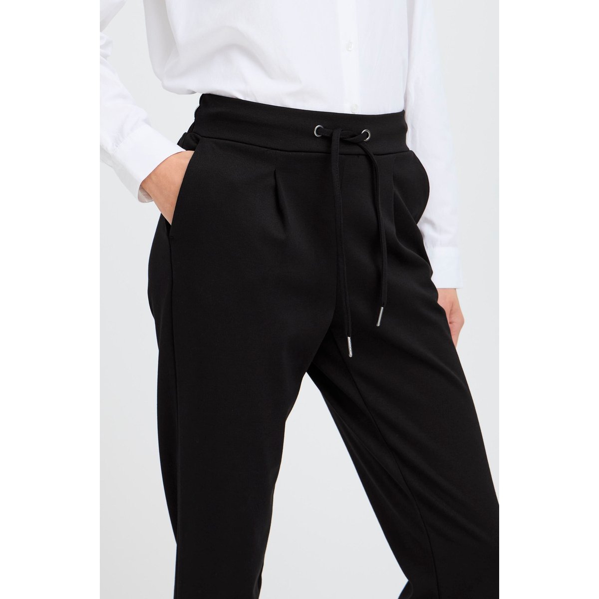 Pantalon coupe fuselée, taille élastiquée noir, B.YOUNG