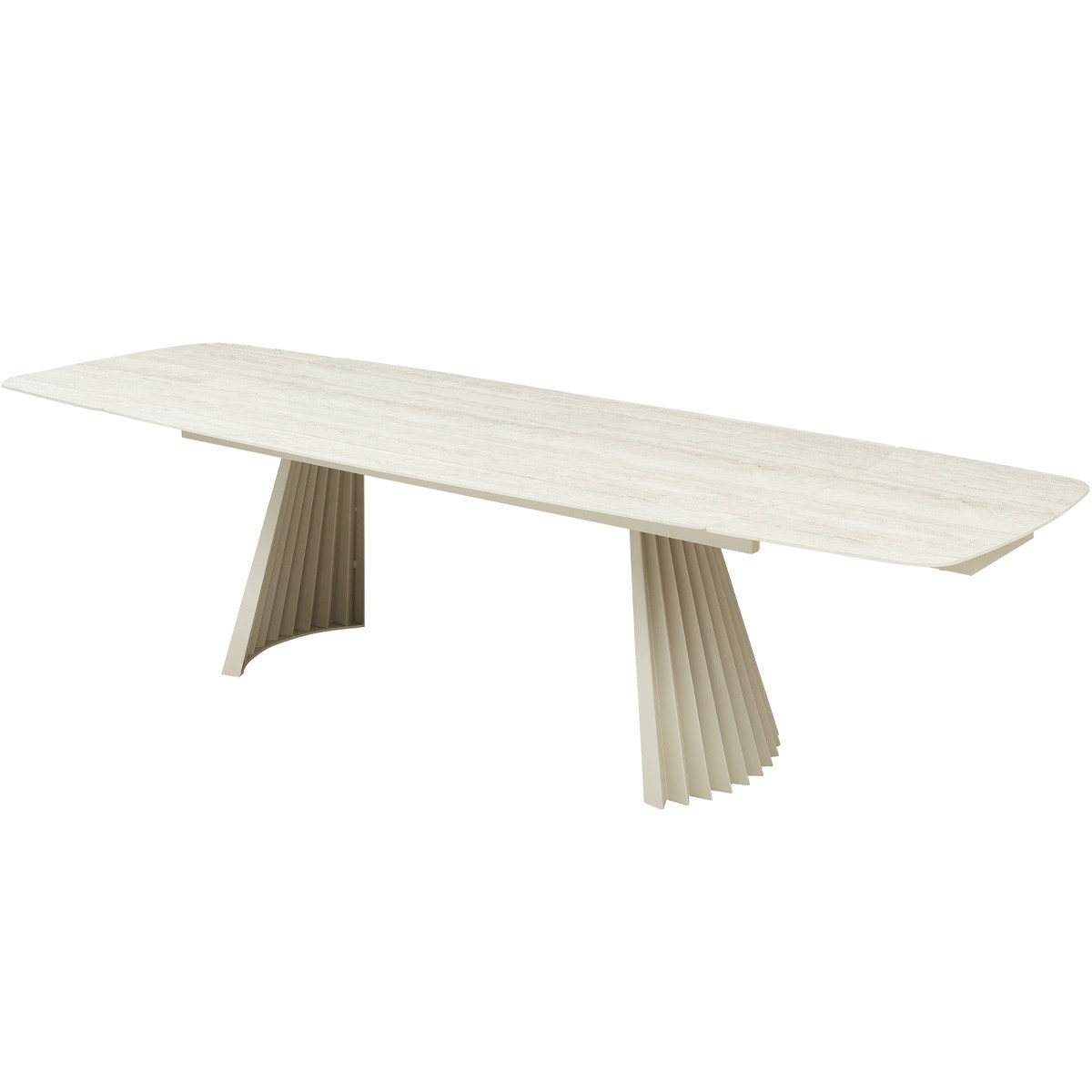 Table à manger extensible 8/12 couverts en céramique effet Travertin - BRUMA travertin, HOMIFAB