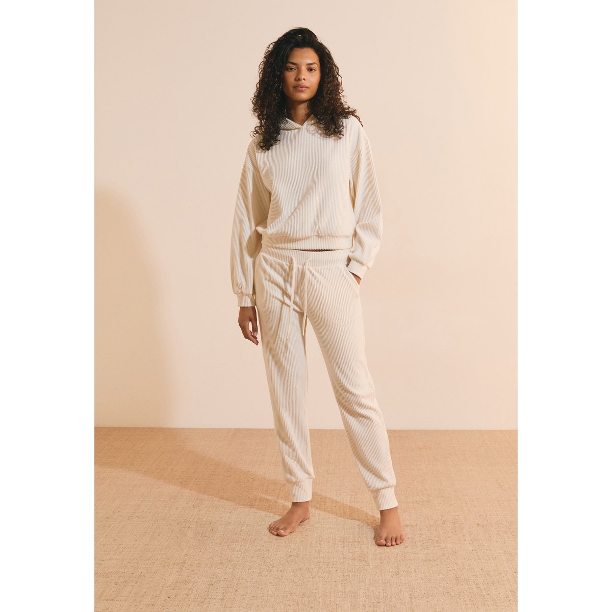 Pantalon de pyjama côtelé BASILE ecru, ETAM