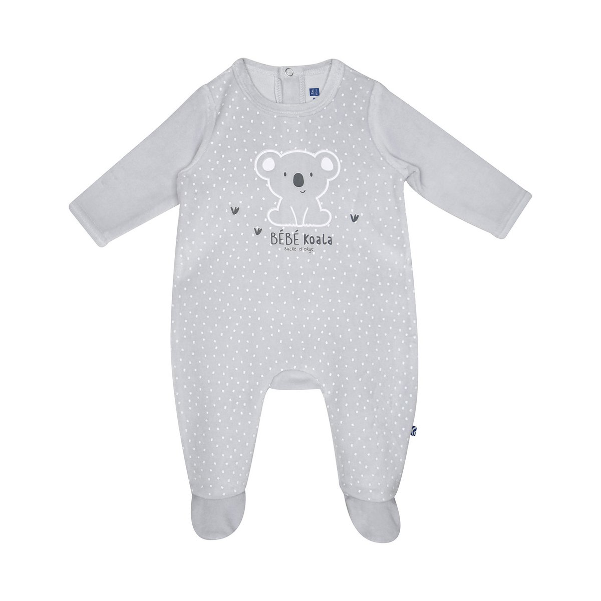 Dors bien sammuel velours rase pont dos bebe gris, SUCRE D'ORGE