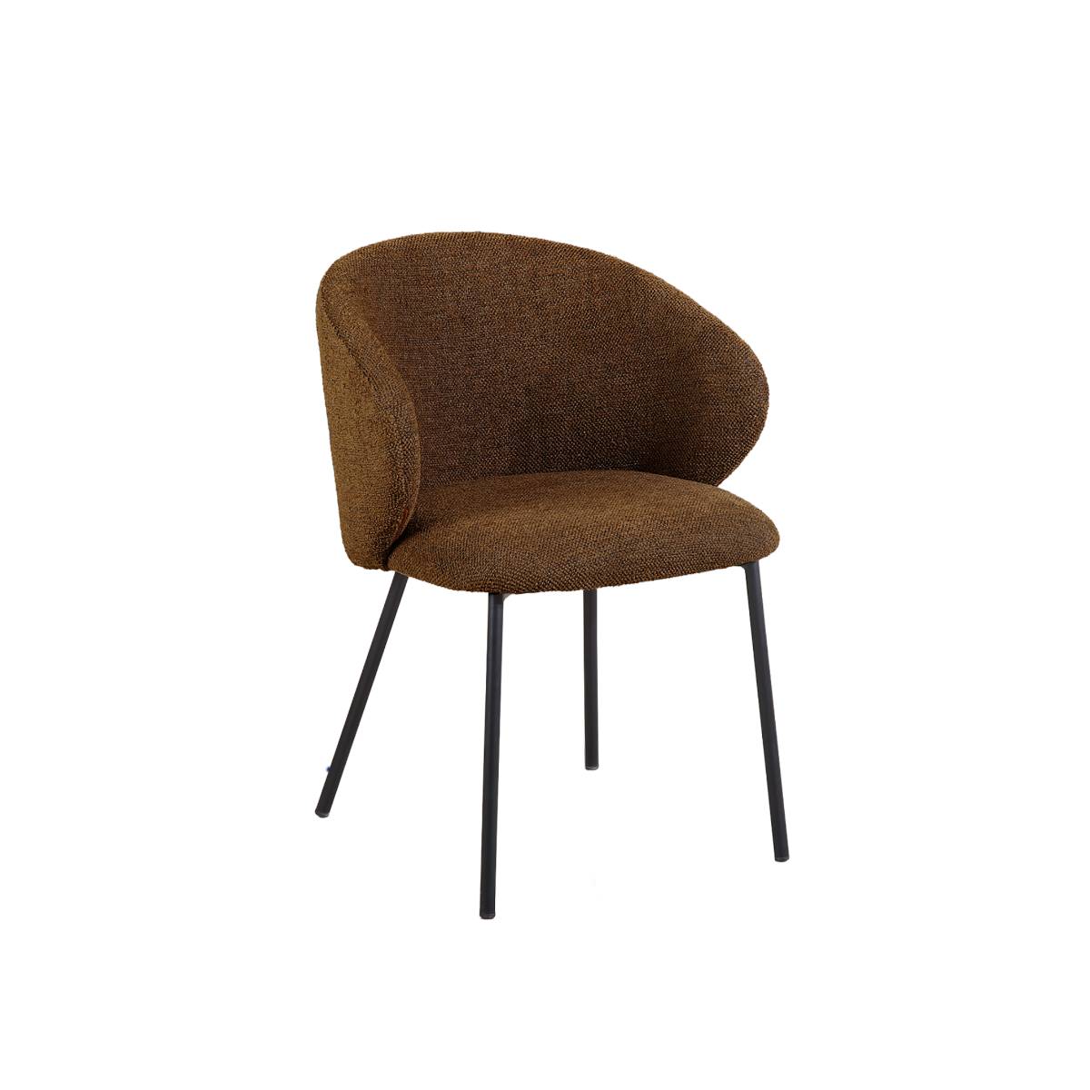 Lot de 2 chaises en tissu et métal CLÉA marron, MADE IN MEUBLES 
