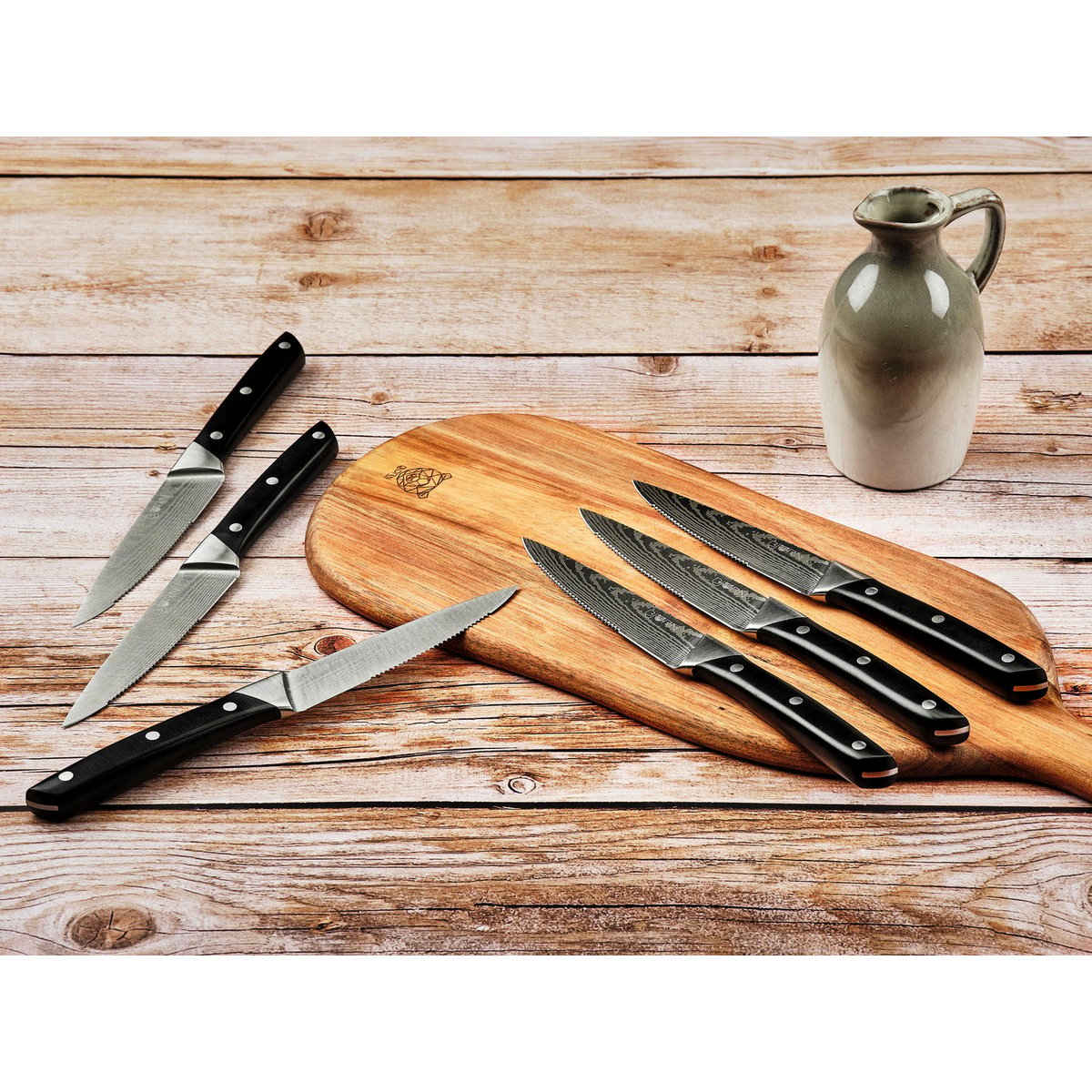 Lot de 6 couteaux à steak en inox, NUDE inox mat et noir mat, BJORN