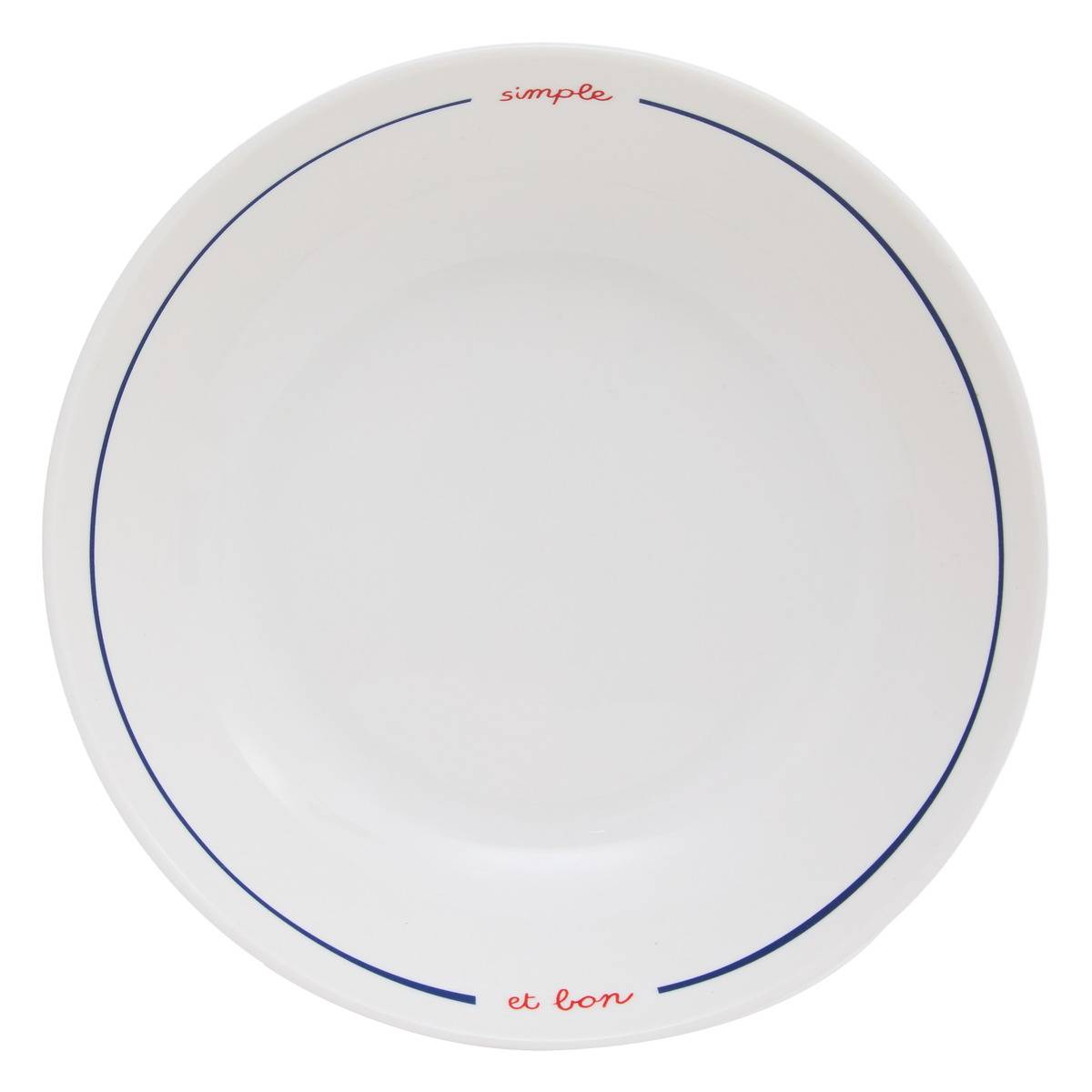 Lot de 6 assiettes creuses rondes en porcelaine FRA bleu, ATMOSPHERA