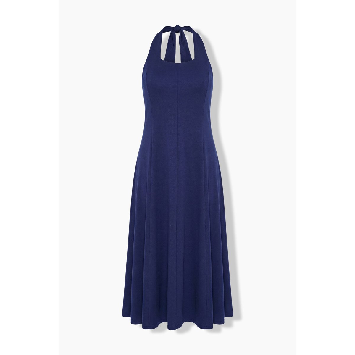 Robe dos en point de Rome, décolleté carré marine, ULLA POPKEN