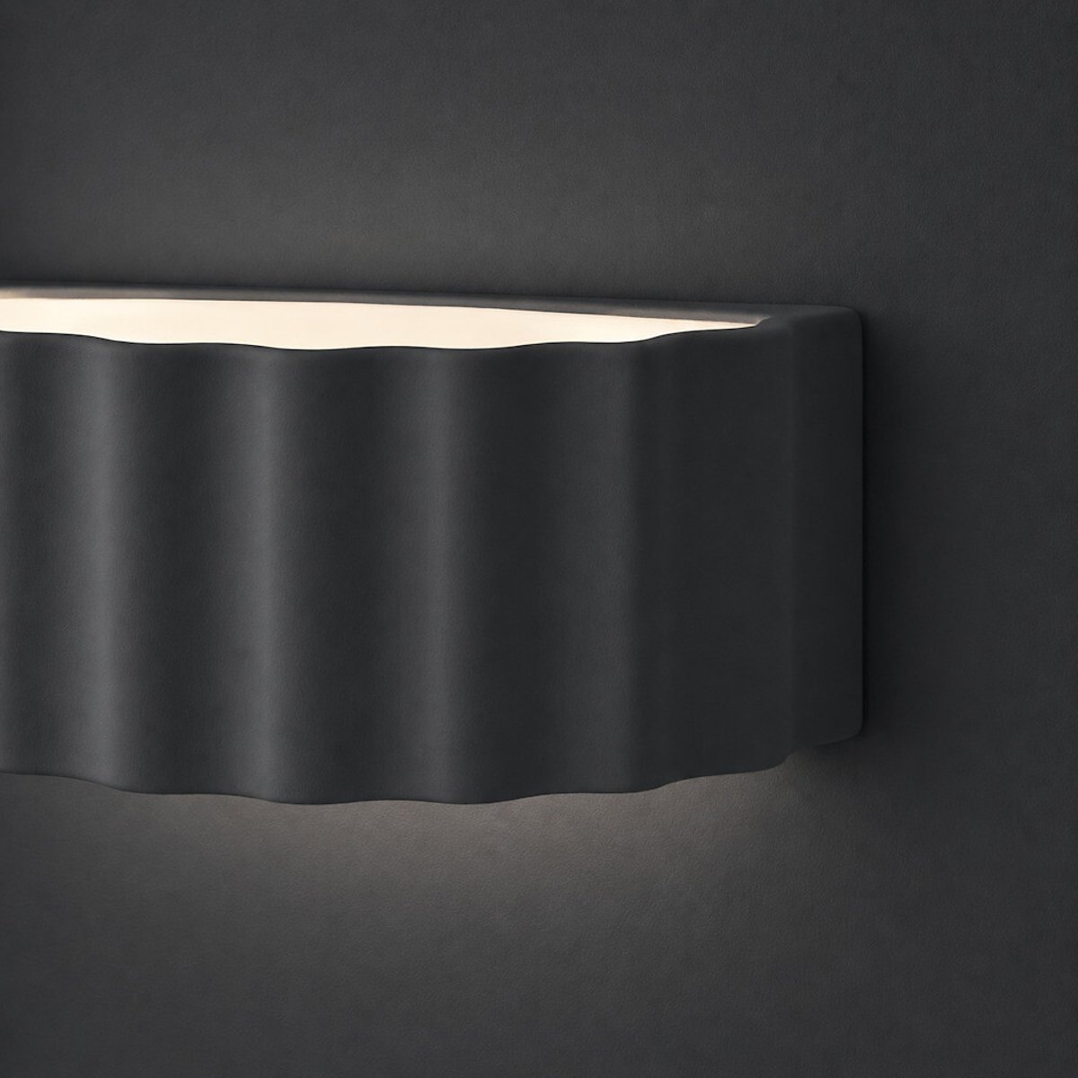 Paolo Stoneware Ribbed Flush Wall Light navy blue, SO'HOME
