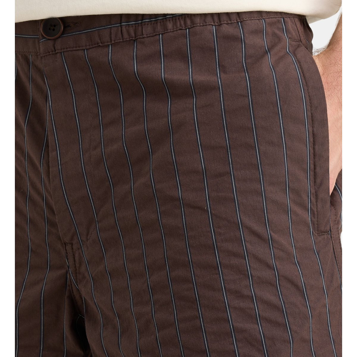 Bermuda droit sibermu seersucker rayé coton marron et bleu, GALERIES LAFAYETTE