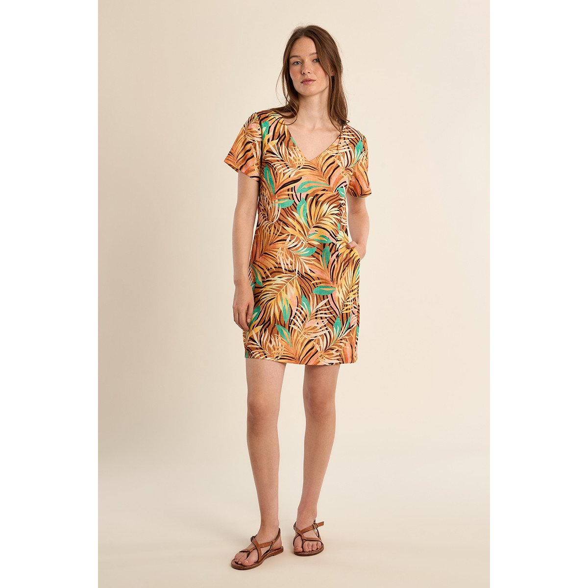 Robe courte et droite imprimée yellow claudia, MOLLY BRACKEN