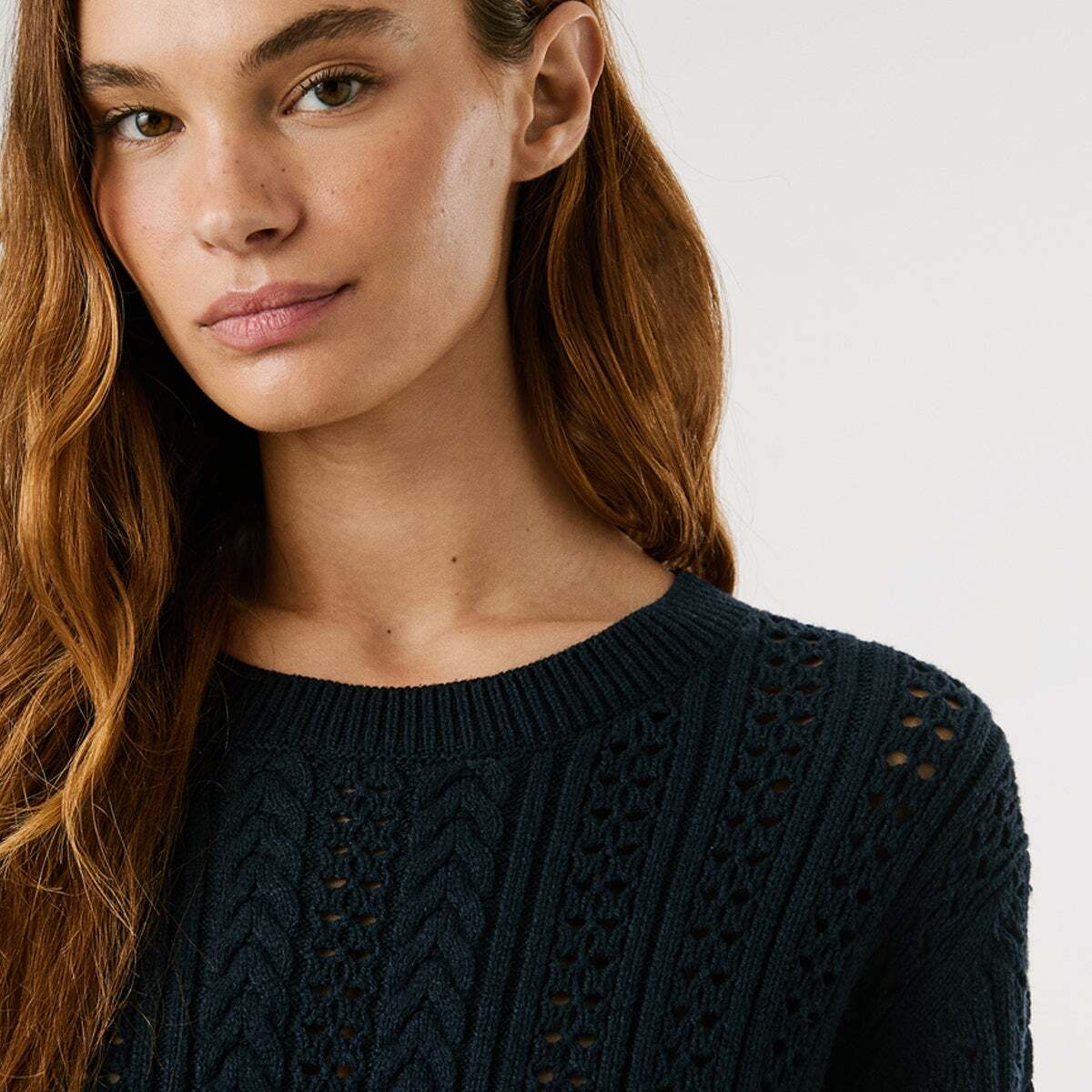 Pull Ajouré Col Rond bleu dulwich, PEPE JEANS