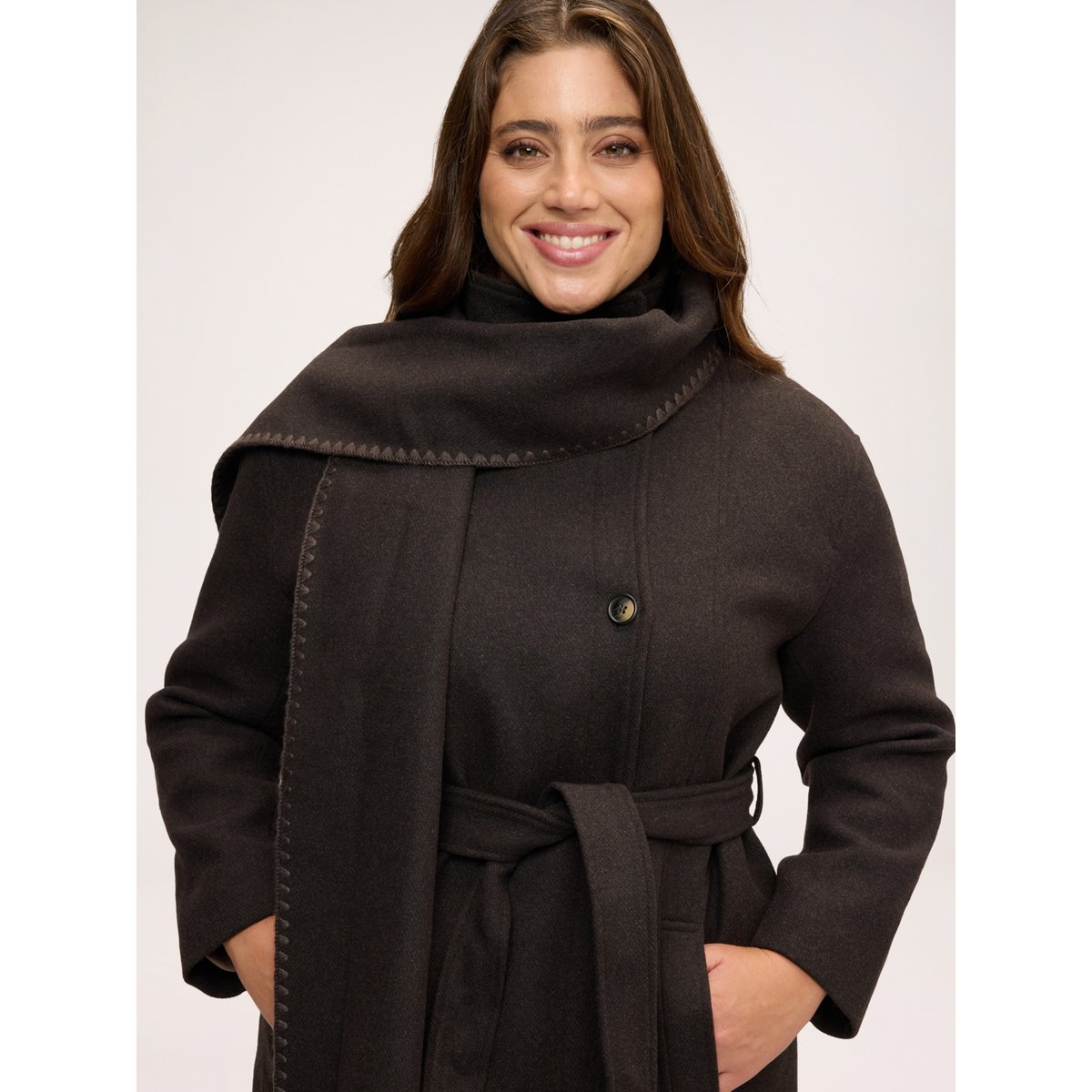 Manteau avec ceinture à la taille marron, FIORELLA RUBINO
