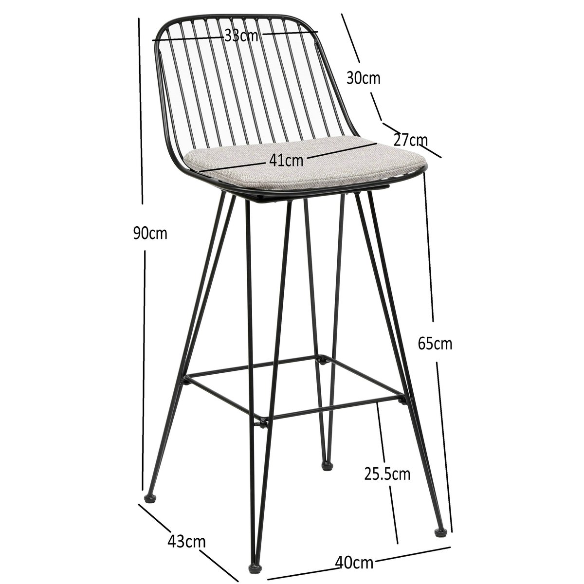 Lot de 2 tabourets industriels, CHESTER gris, NORDLYS
