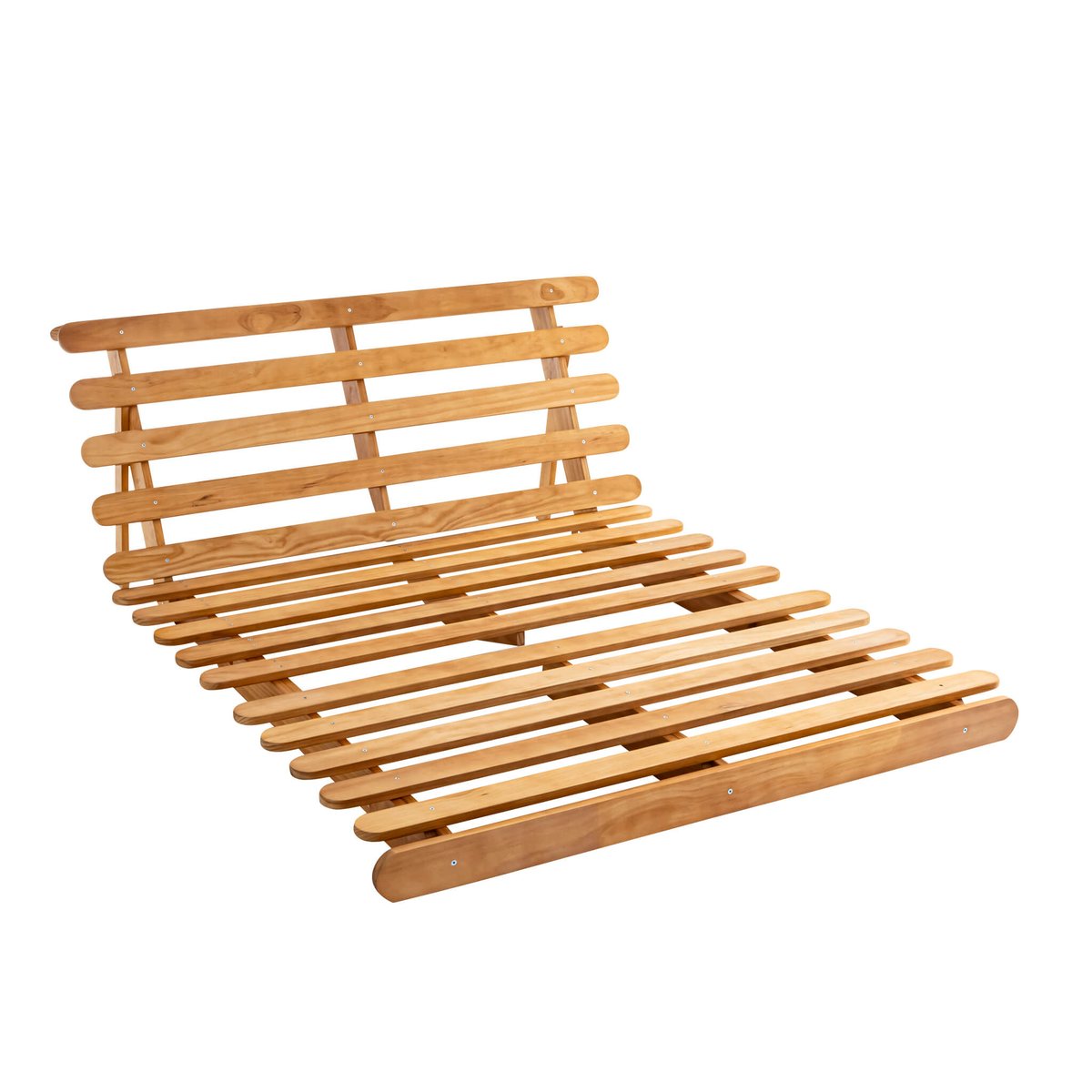 Ensemble matelas futon en coton et structure en bois massif naturel ecru, TERRE DE NUIT
